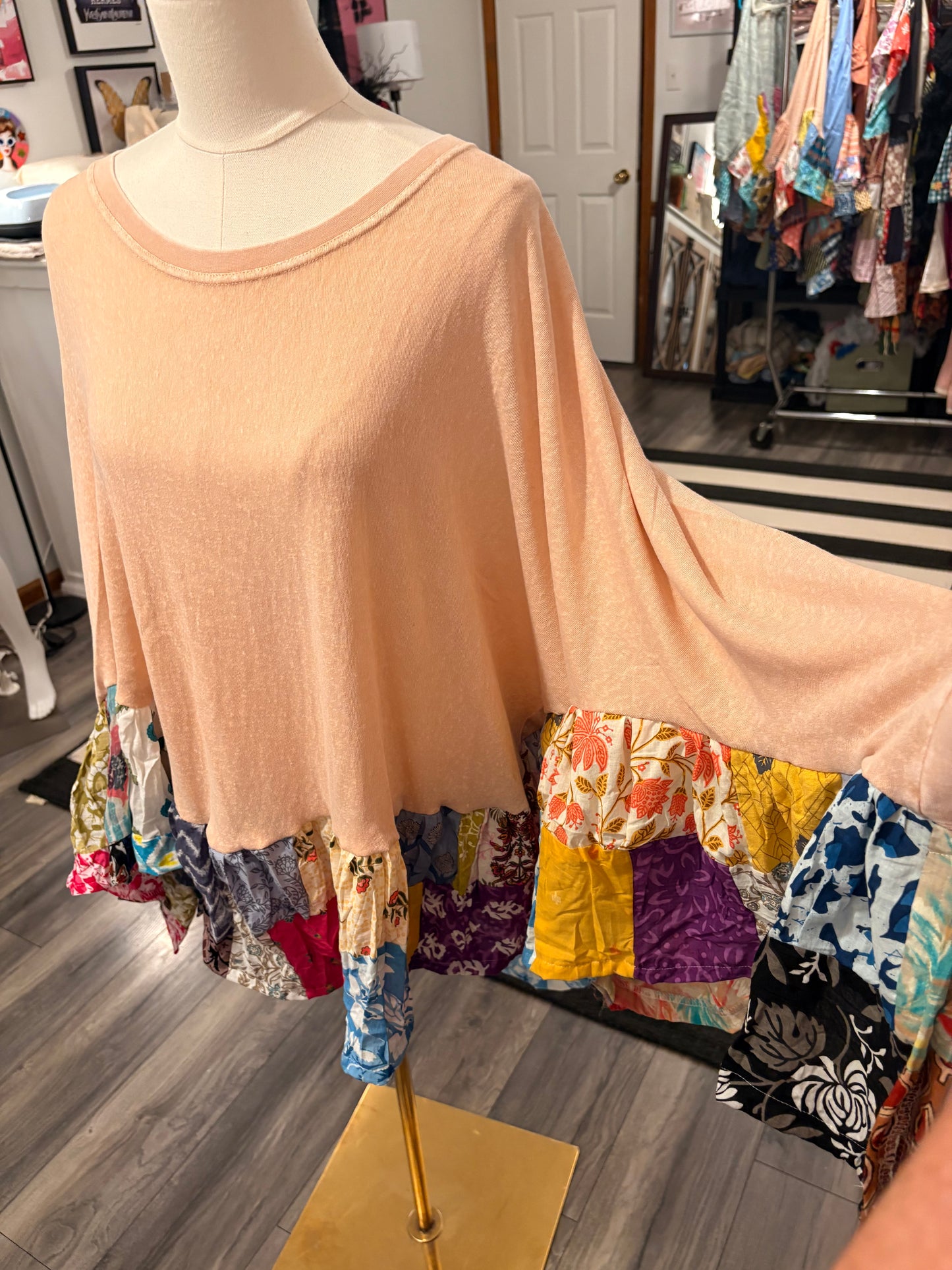 Lilly Upcycled Butterfly Poncho One Size Fits a Large to 3X