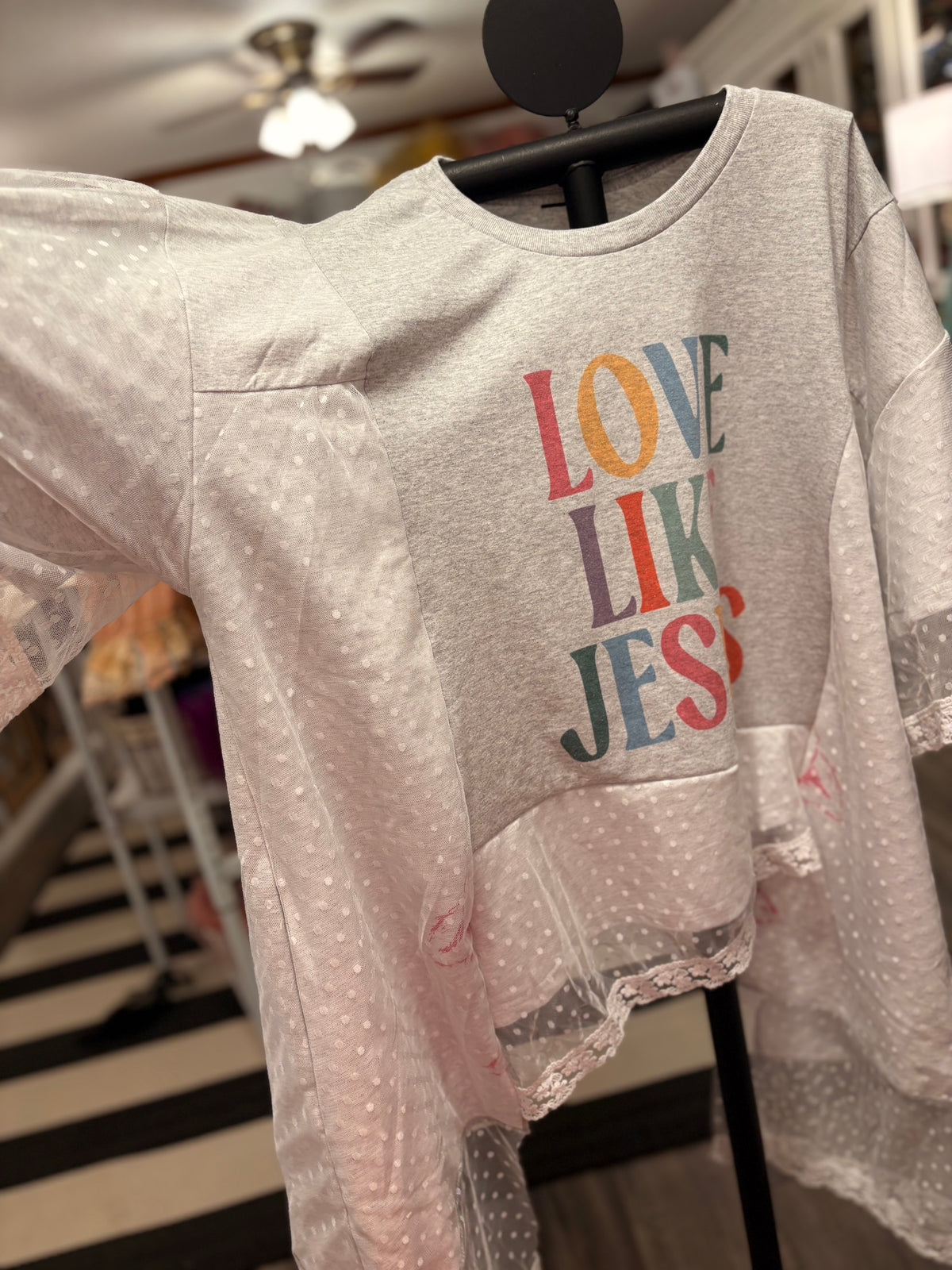 Love Like Jesus Lace Sweatshirt Tee One Size Fits a Small to 3X