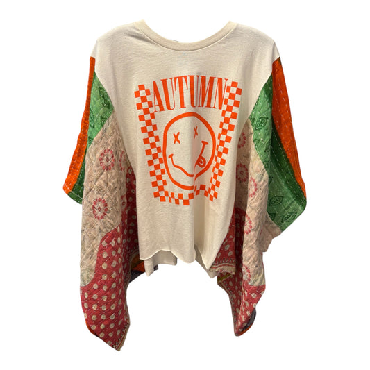 Autumn Upcycled Vintage Kantha Poncho Tee Fits A Size Small to XL