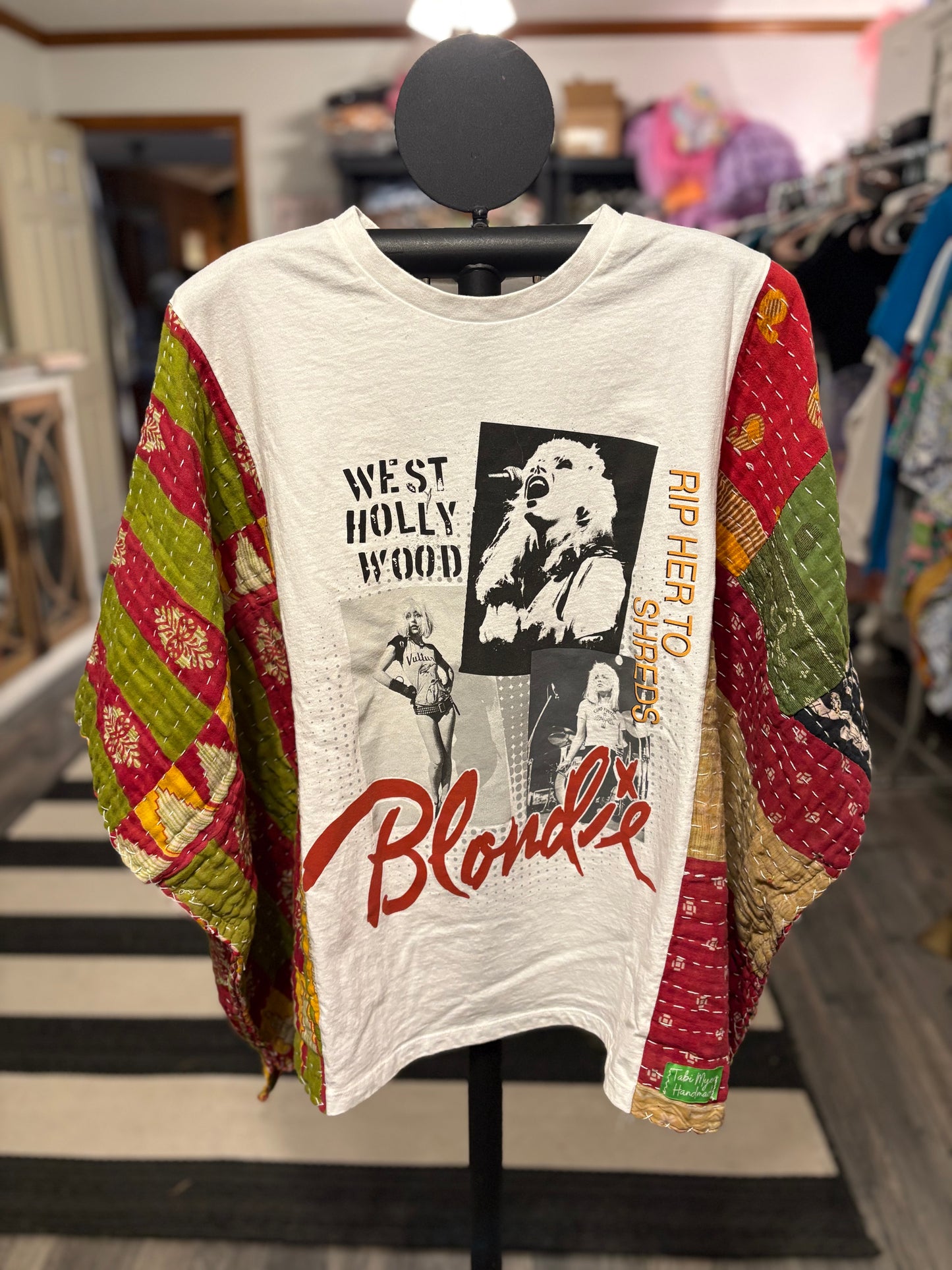Blondie Upcycled Vintage Kantha Poncho Tee Fits A Size Small to  XL