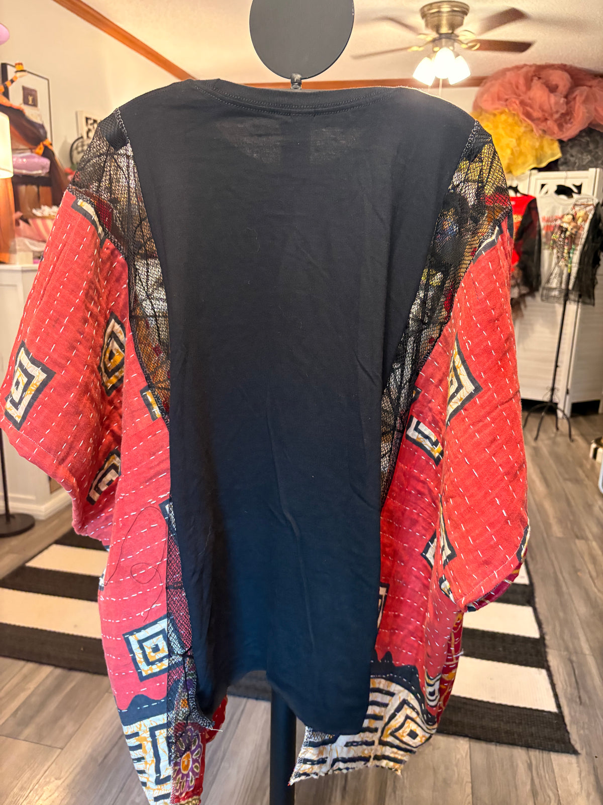 Something Wicked Lace and Kantha Poncho Tee One Size Fits Small to XXL