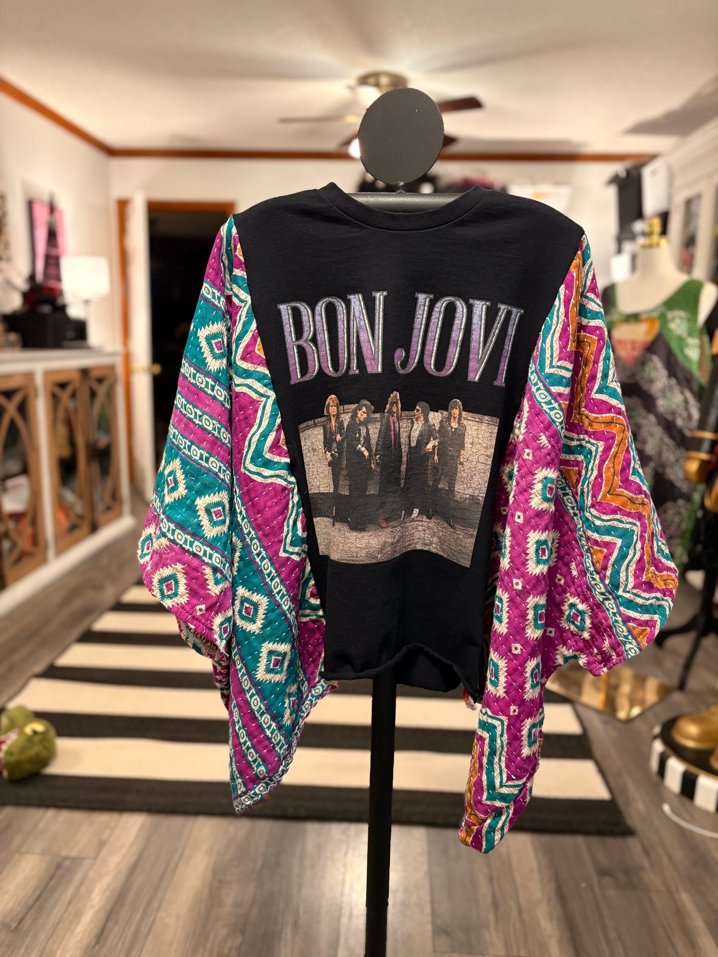 Wanted Upcycled Vintage Kantha Quilt Poncho Tee One Size Fits a Small to XXL