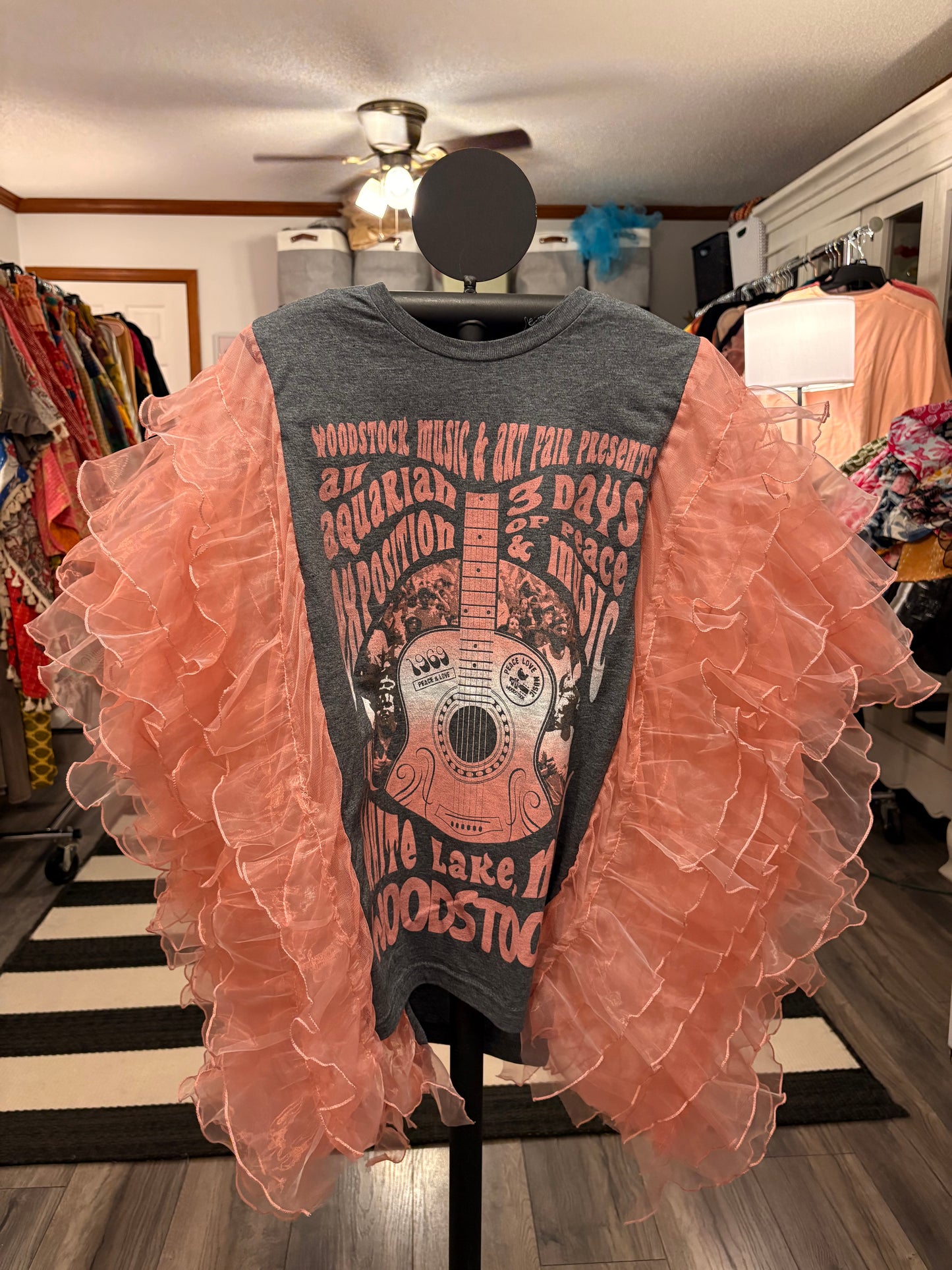 Woodstock Rockstar Ruffle Top One Size Fits a Small to XL