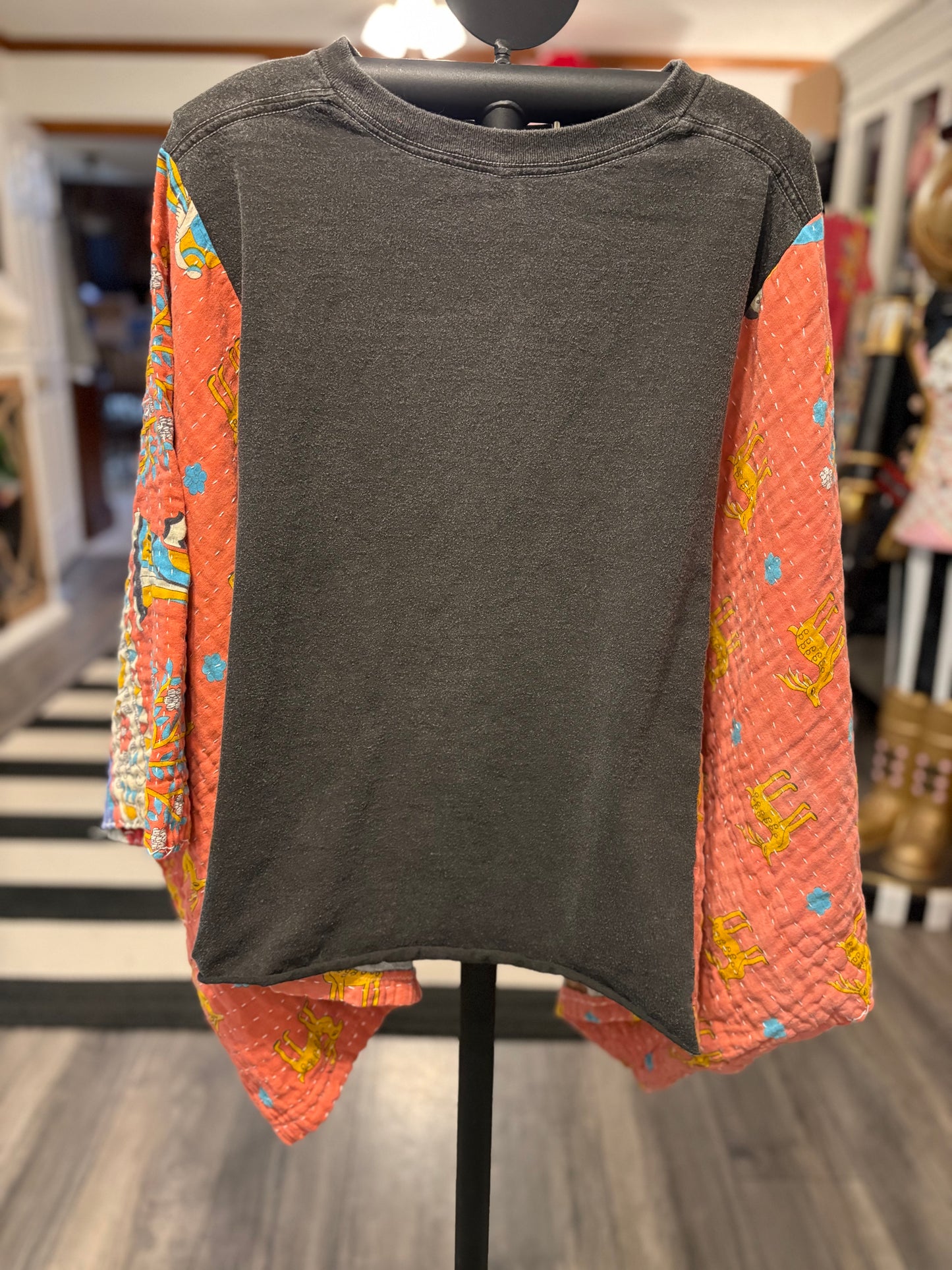 Grateful Dead Upcycled Vintage Kantha Poncho Tee Fits A Size Small to XXL