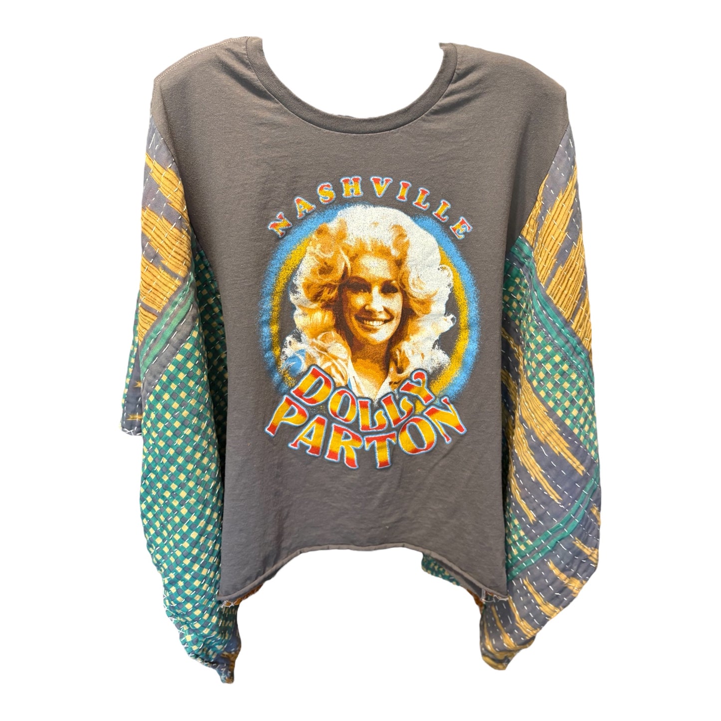 Dolly Upcycled Vintage Kantha Poncho Tee Fits A Size Small to XXL
