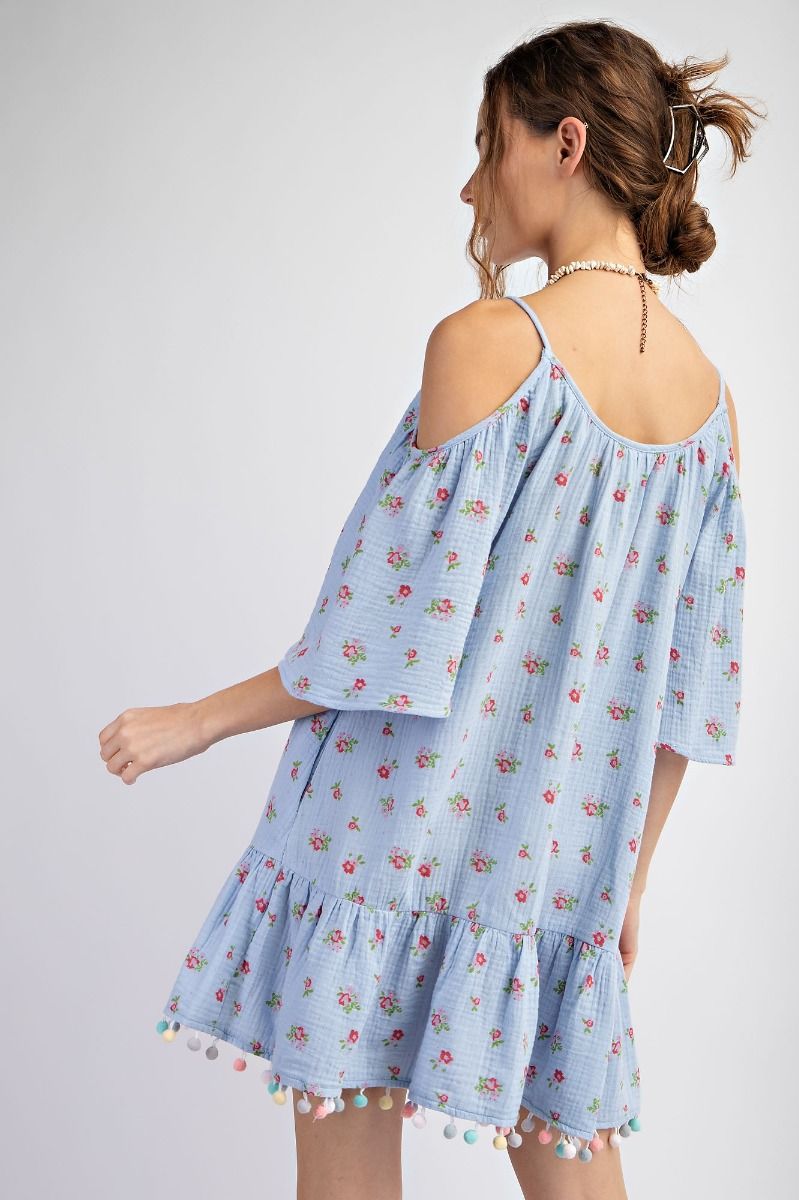 Blue Pom Pom Dress