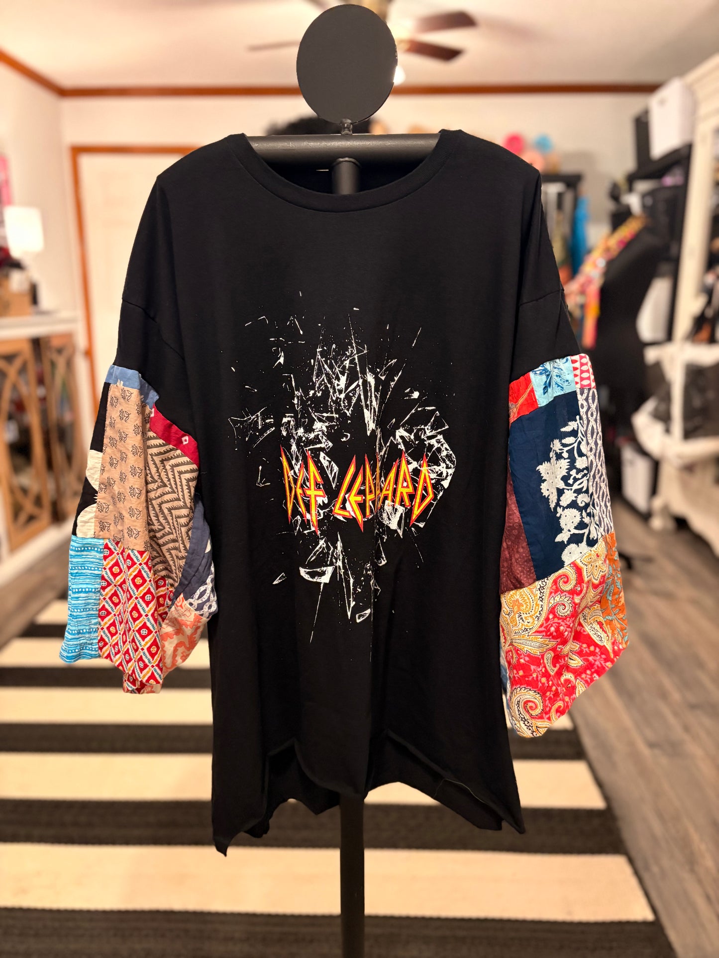 Photograph Patchwork Sleeve Tee Fits a Small to 2X