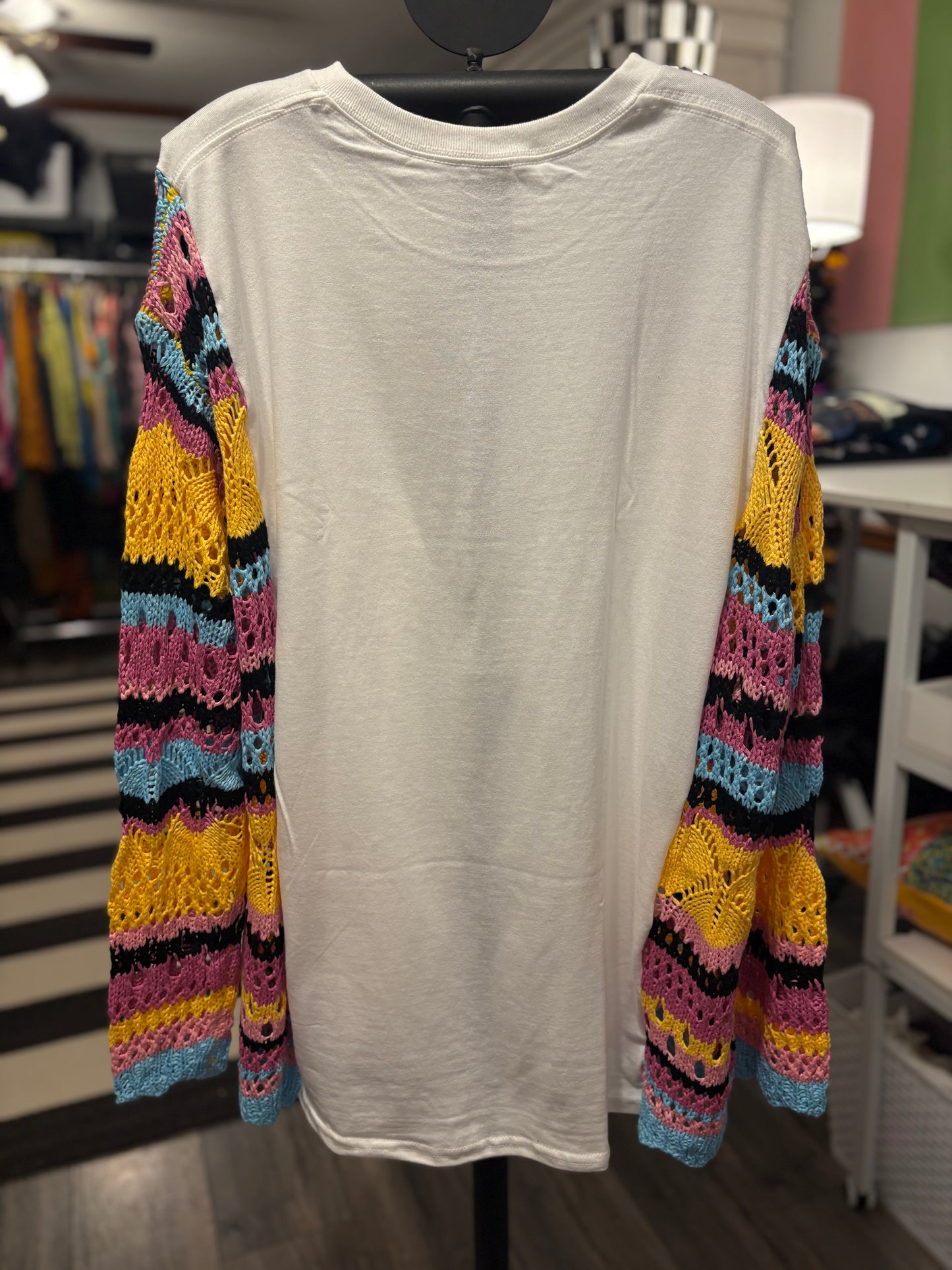 Adore Him Upcycled Crochet Sweater Tee One Size Fits A Small to 2XOversized