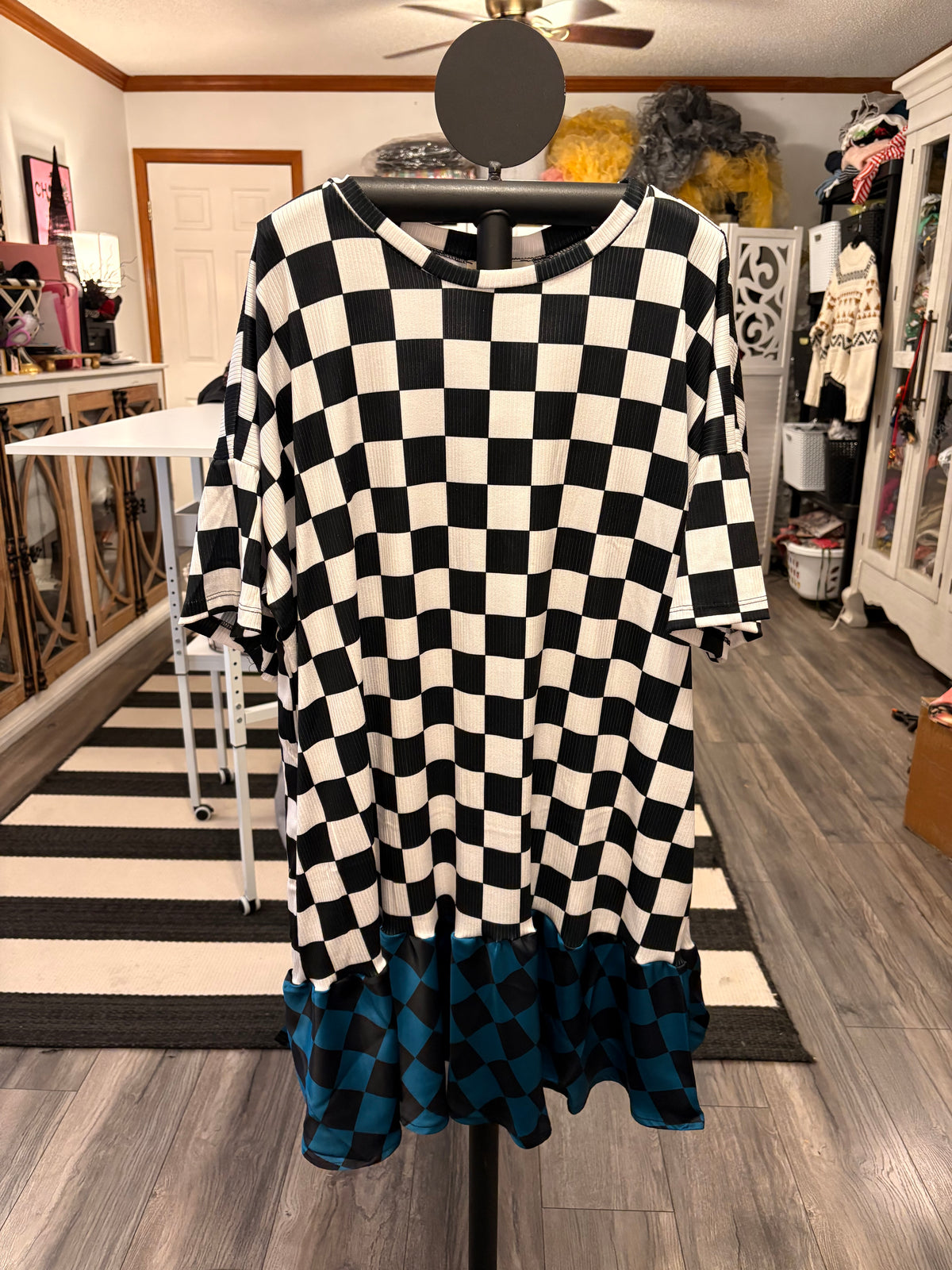 Checkerboard Glam Dress One Size Fits a Small to 3X