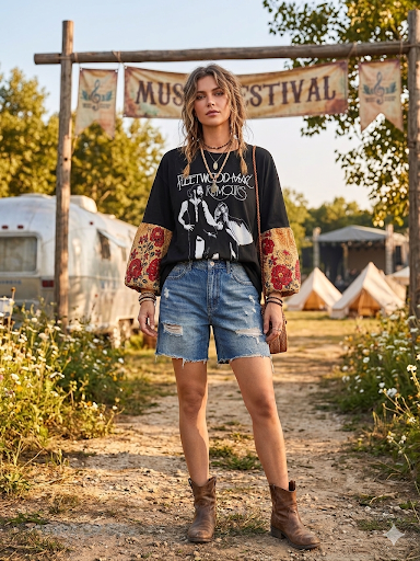 Rumors Upcycled Vintage Kantha Sleeve Tee Fits a Small to 2X