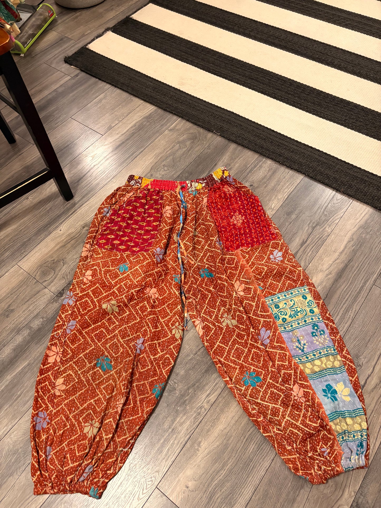 Tina Women Vintage Kantha Quilt Cotton Reversible Harem Pant One Size Fits Size 4-16