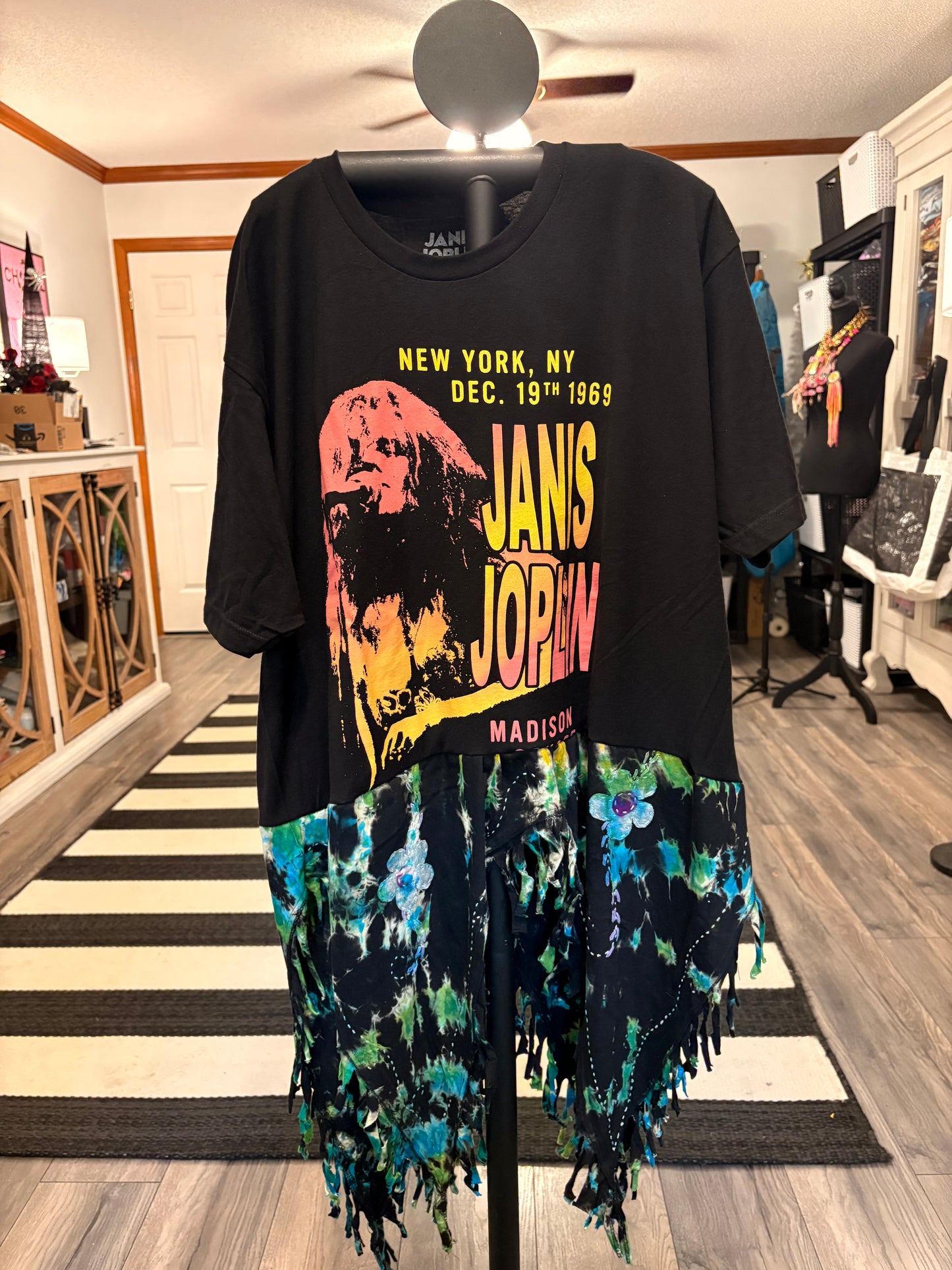 Bobby Upcycled Fringed Bottom Tee Dress Fits a Small to XXL