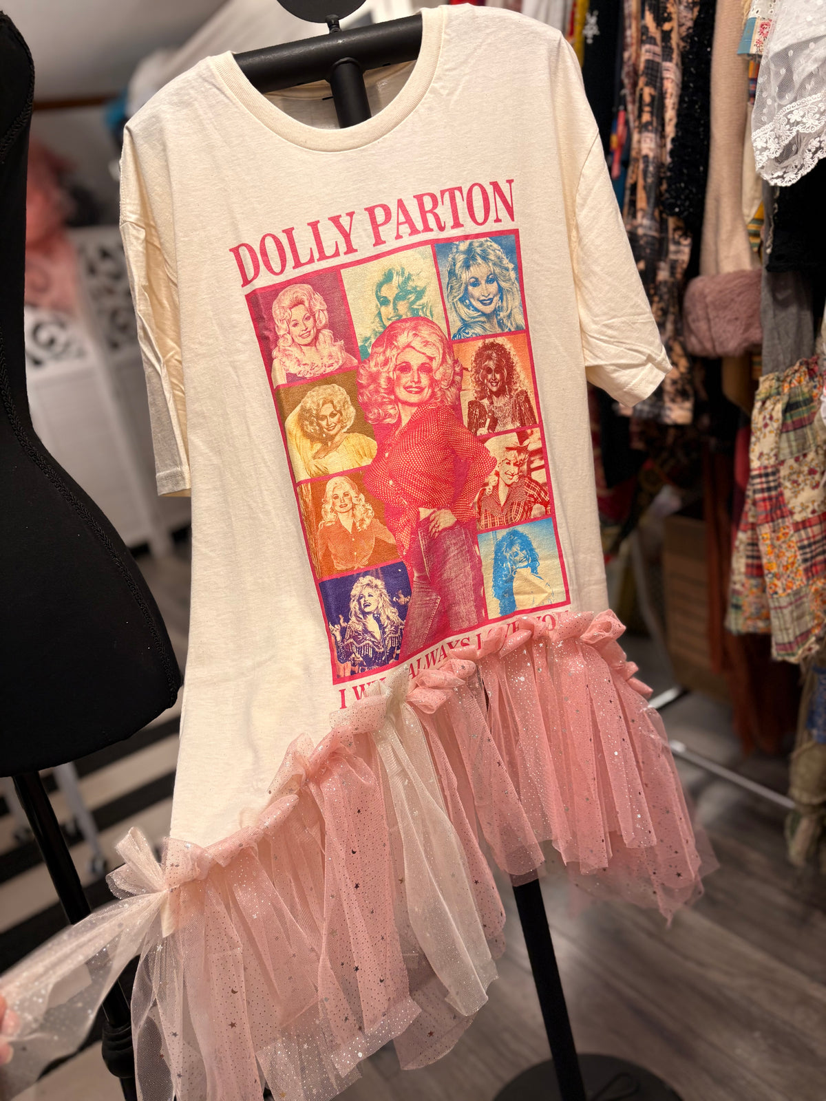 I Will Always Love You Glam Fringe Tee One Size Fits Small to Large