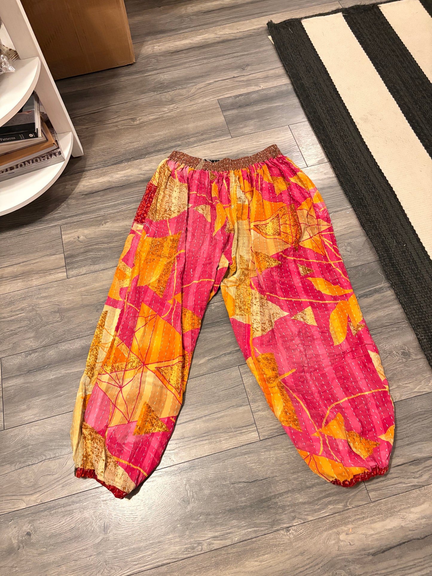 Beatrice Women Vintage Kantha Quilt Cotton Reversible Harem Pant One Size Fits Size 4-16