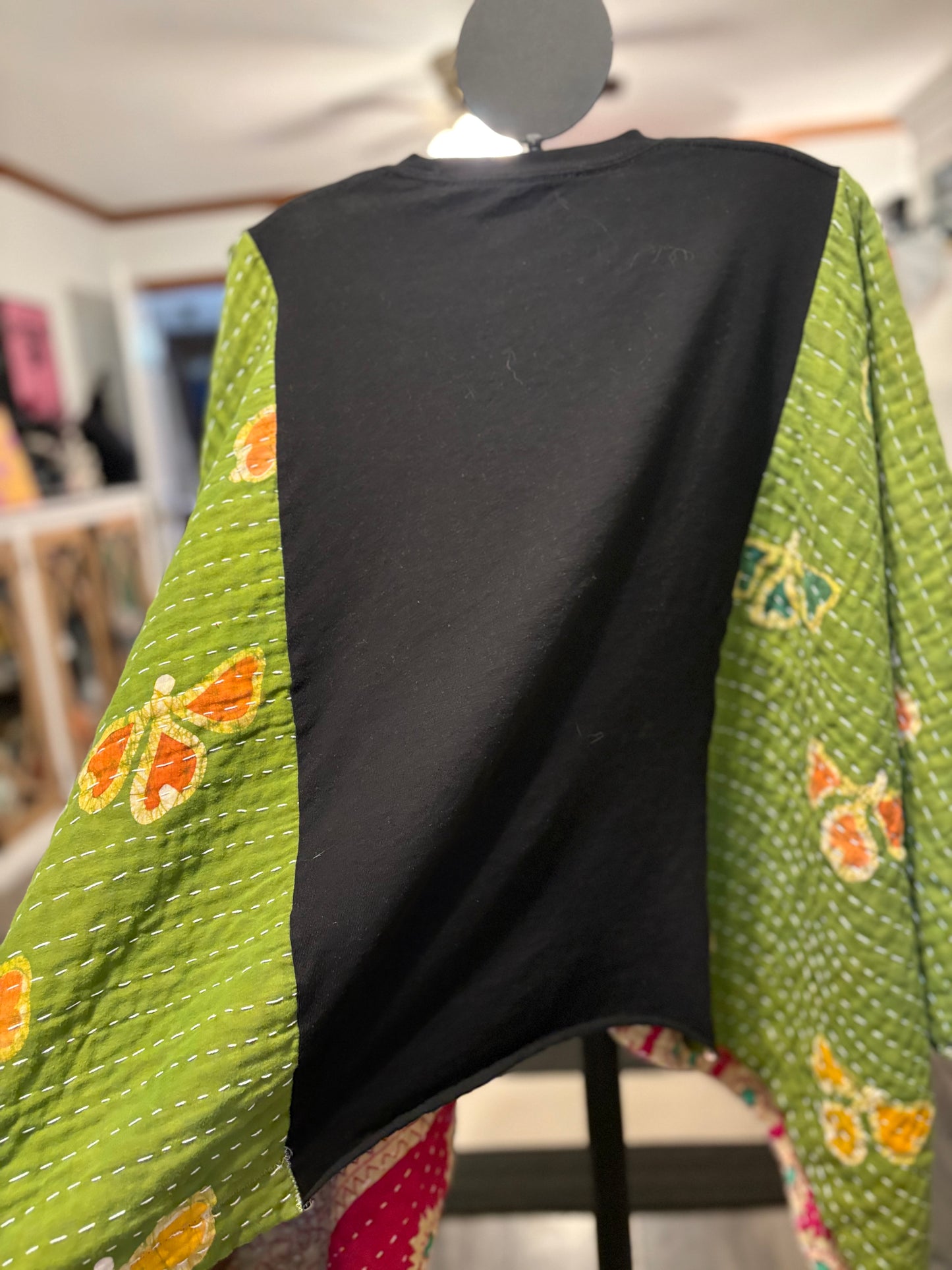 Jelly Roll Upcycled Vintage Kantha Poncho Tee Fits A Size Small to XL