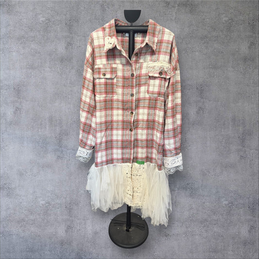 Pretty in Pink Plaid Upcycled Patchwork Dress One Size Fits a  Small to XXL