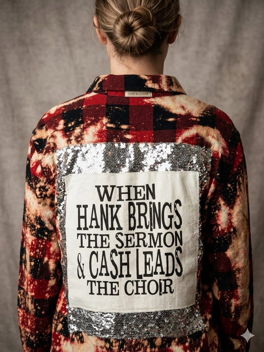 Flashy Flannel with Sequin Panel Hank Brings Sermon Small to XXL 4-16