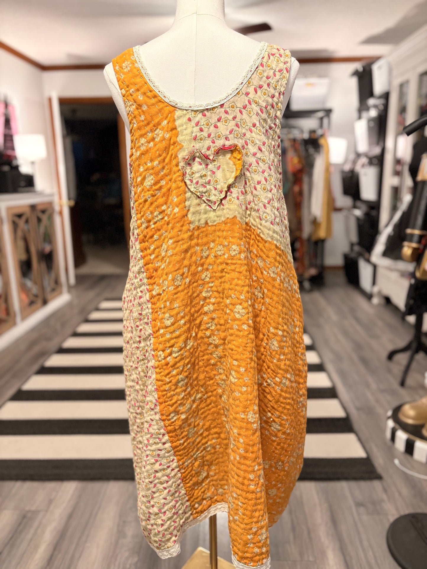 Van Gogh Upcycled Vintage Kantha Quilt ART Jumper One Size Fits A Small to XL Oversized