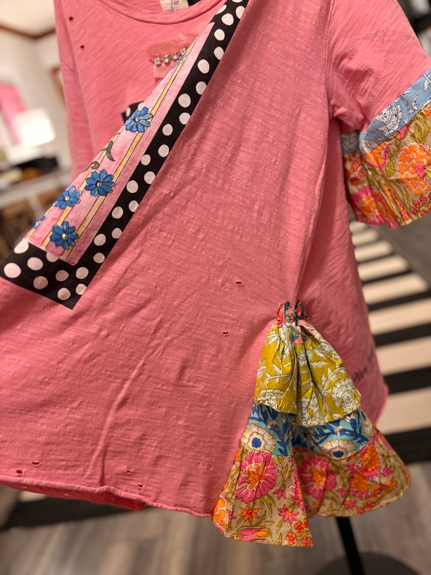 Happy Thoughts Ruffled Sleeve Tee Fits Large to 2X