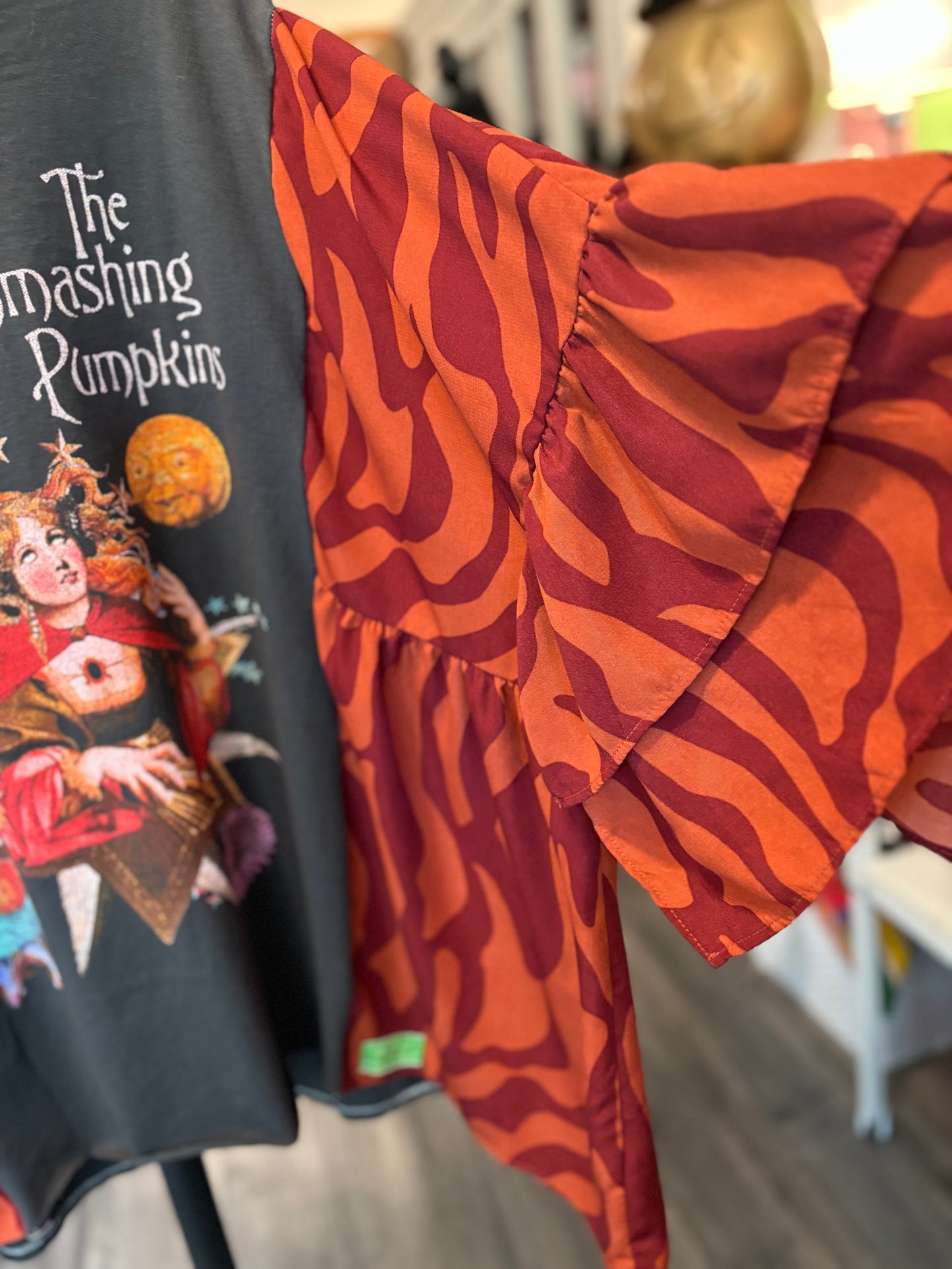 Smashing Pumpkins Upcycled Drop-Sleeve Tee One Size Fits a Large to 3X