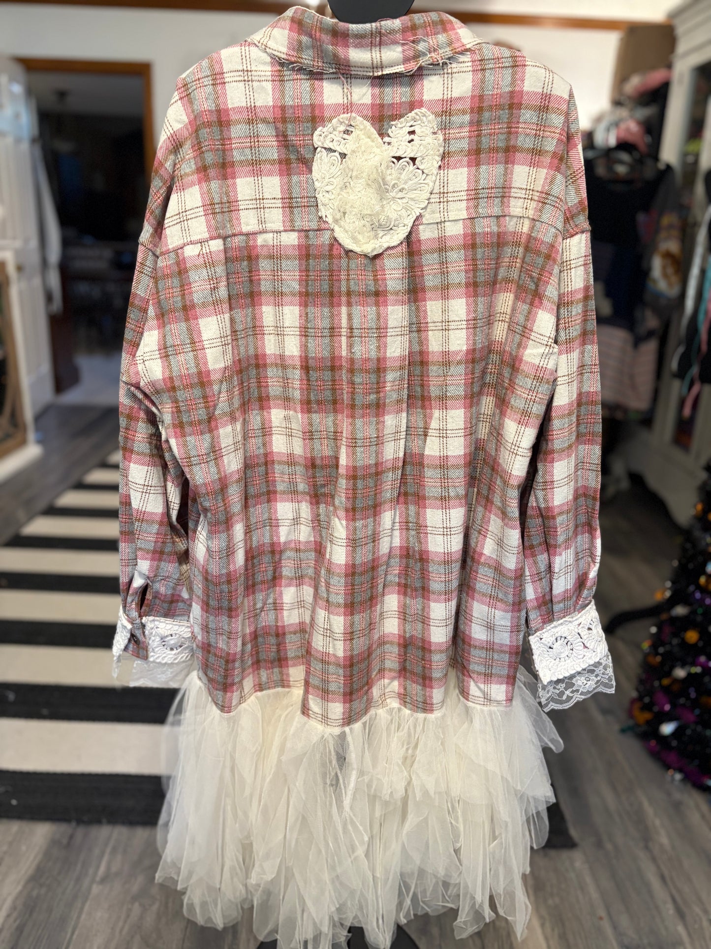 Pretty in Pink Plaid Upcycled Patchwork Dress One Size Fits a  Small to XXL
