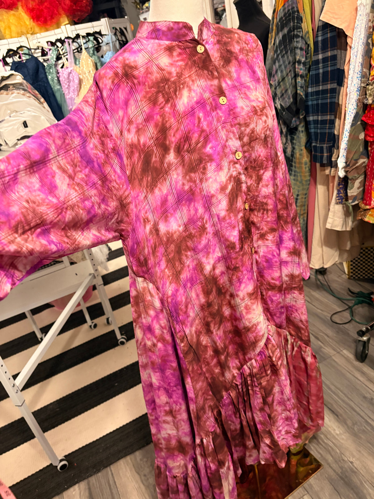 Meredith Hi/Lo Silk Ruffled Duster One Size Fits Small to 3X 2-22