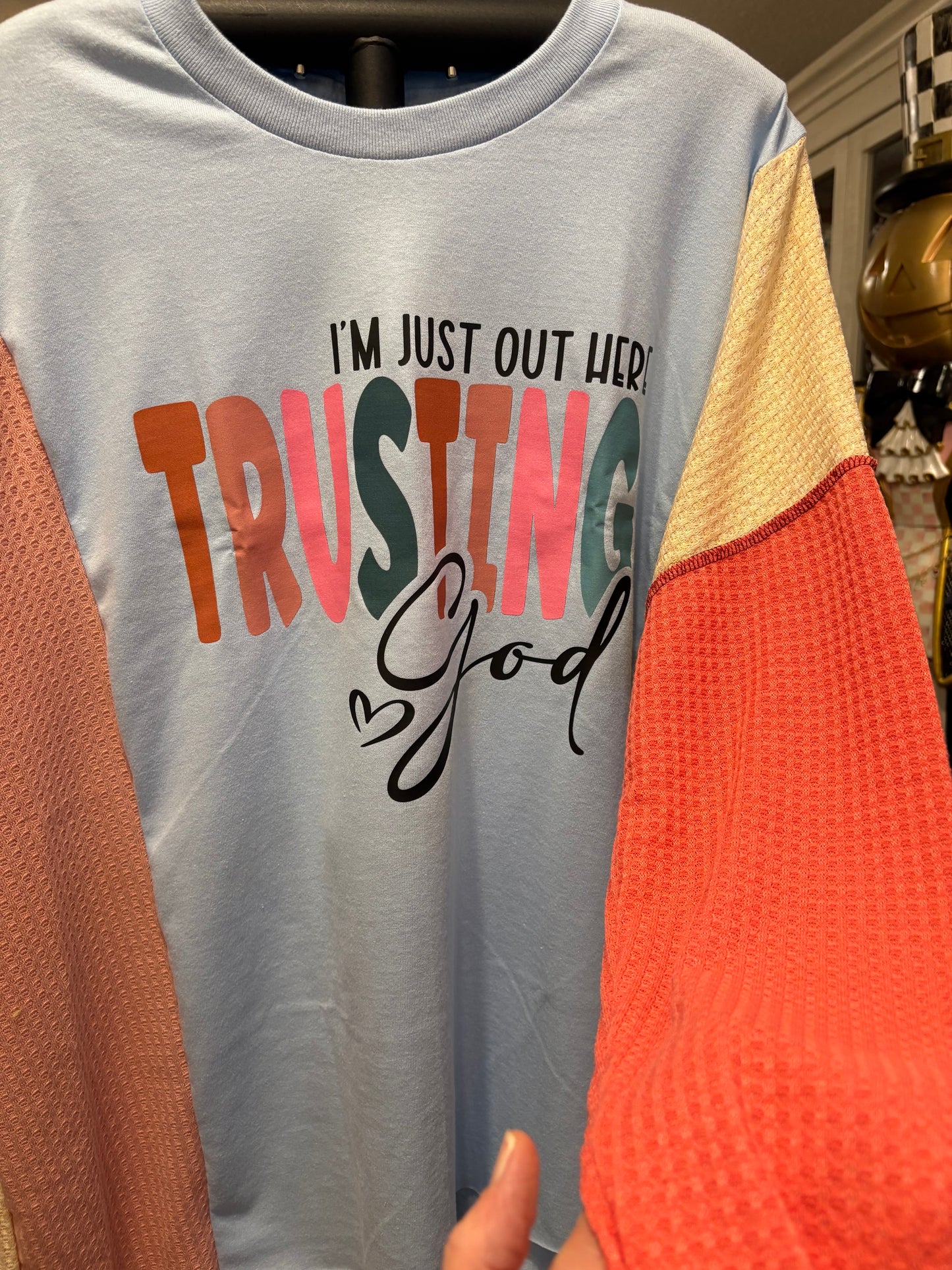 Trusting GOD Upcycled Knit Tee One Size Fits a Small to XXL Oversized
