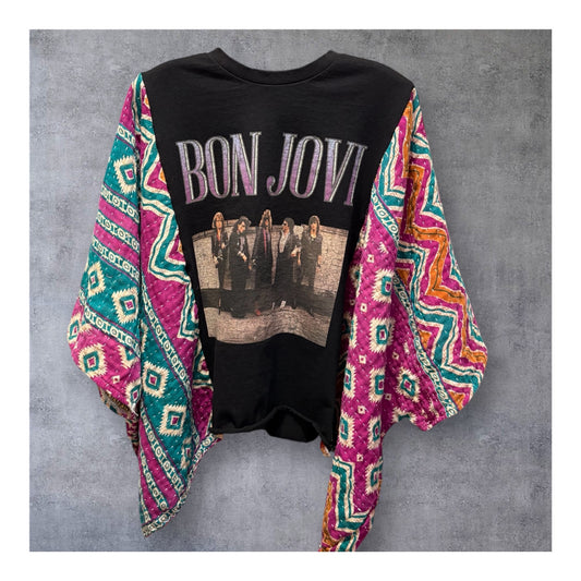 Wanted Upcycled Vintage Kantha Quilt Poncho Tee One Size Fits a Small to XXL