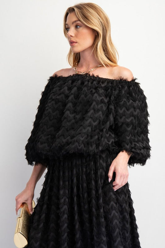 Mohair Chiffon Bubble Sleeve Blouse