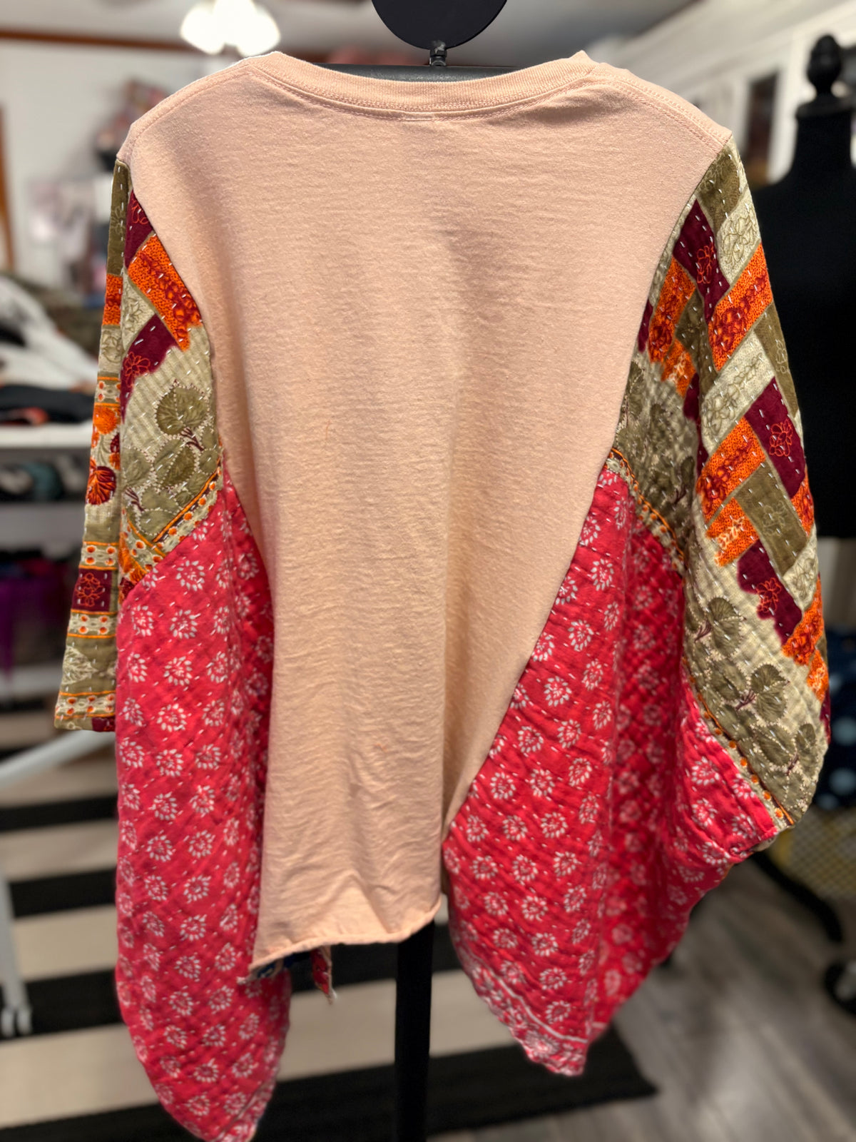 Pretty Pumpkin Vintage Kantha Poncho One Size Fits a Small to XXL