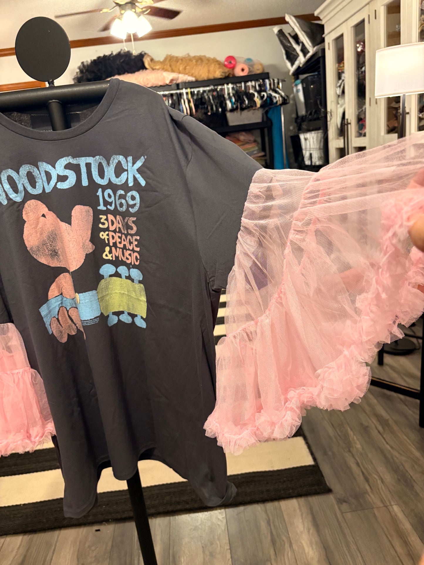 Pink Woodstock Rockstar Tee One Size Fits A Large to 3X