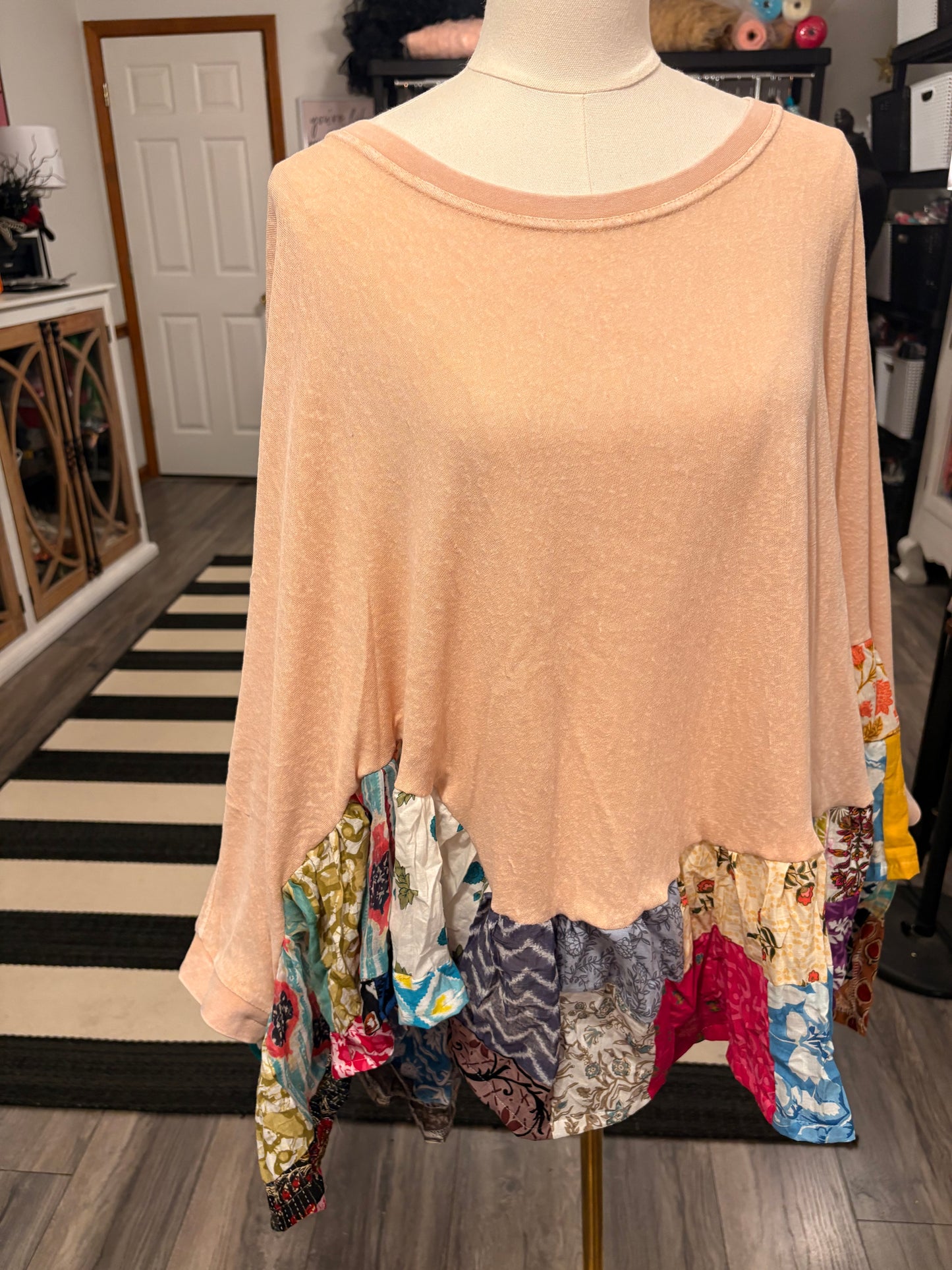 Lilly Upcycled Butterfly Poncho One Size Fits a Large to 3X