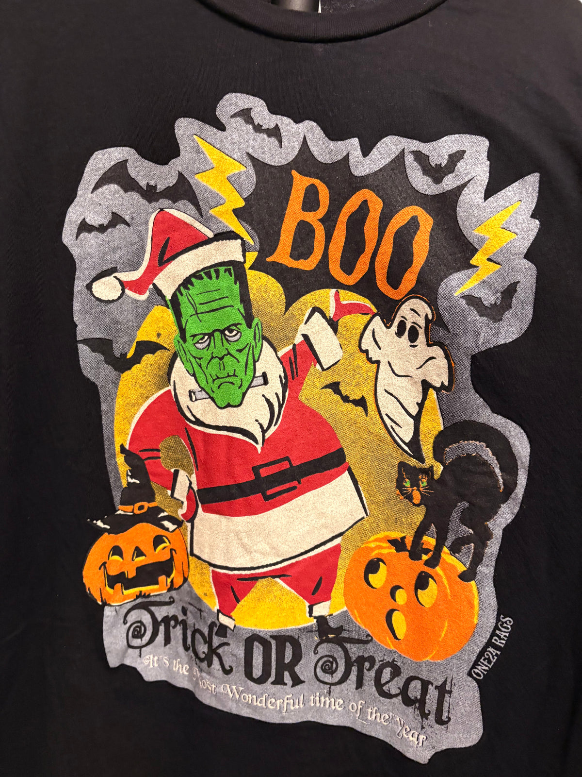 Boo! Embroidered Glam Sleeve Tee Fits a Small to XL