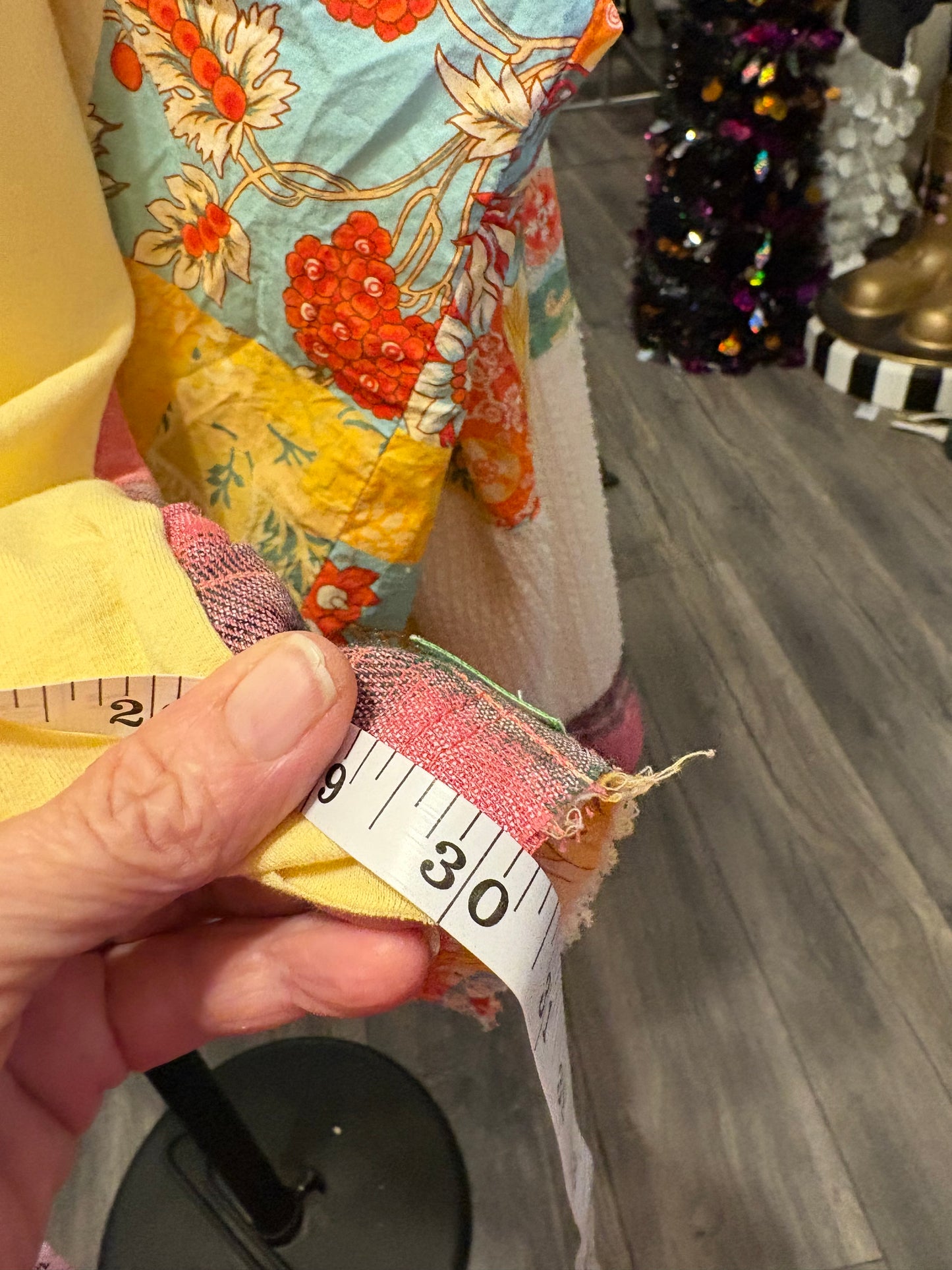 Walk The Line Upcycled Frayed Patchwork Tee One Size Fits a Large to 3X