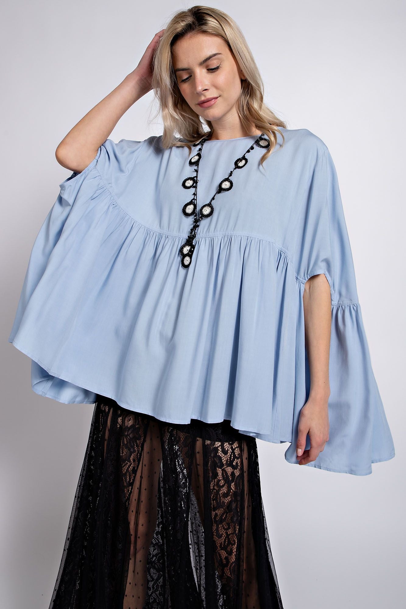 Sky Blue Batwing Top