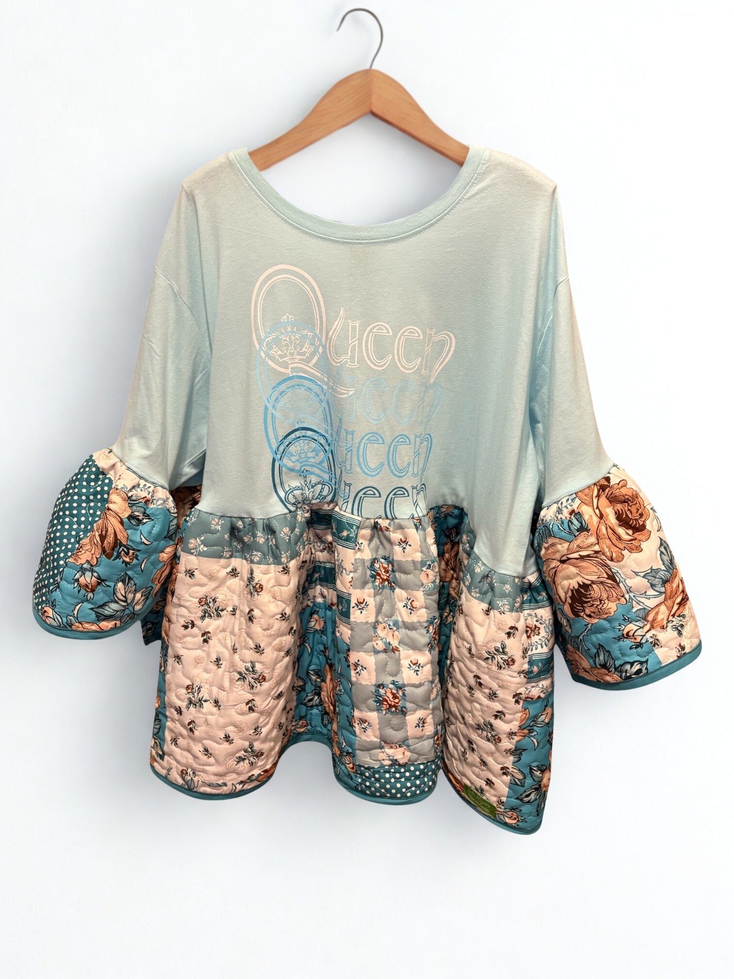 Bohemian Rose Upcycled Quilt Top One Size Fits Large to 3X Oversized!