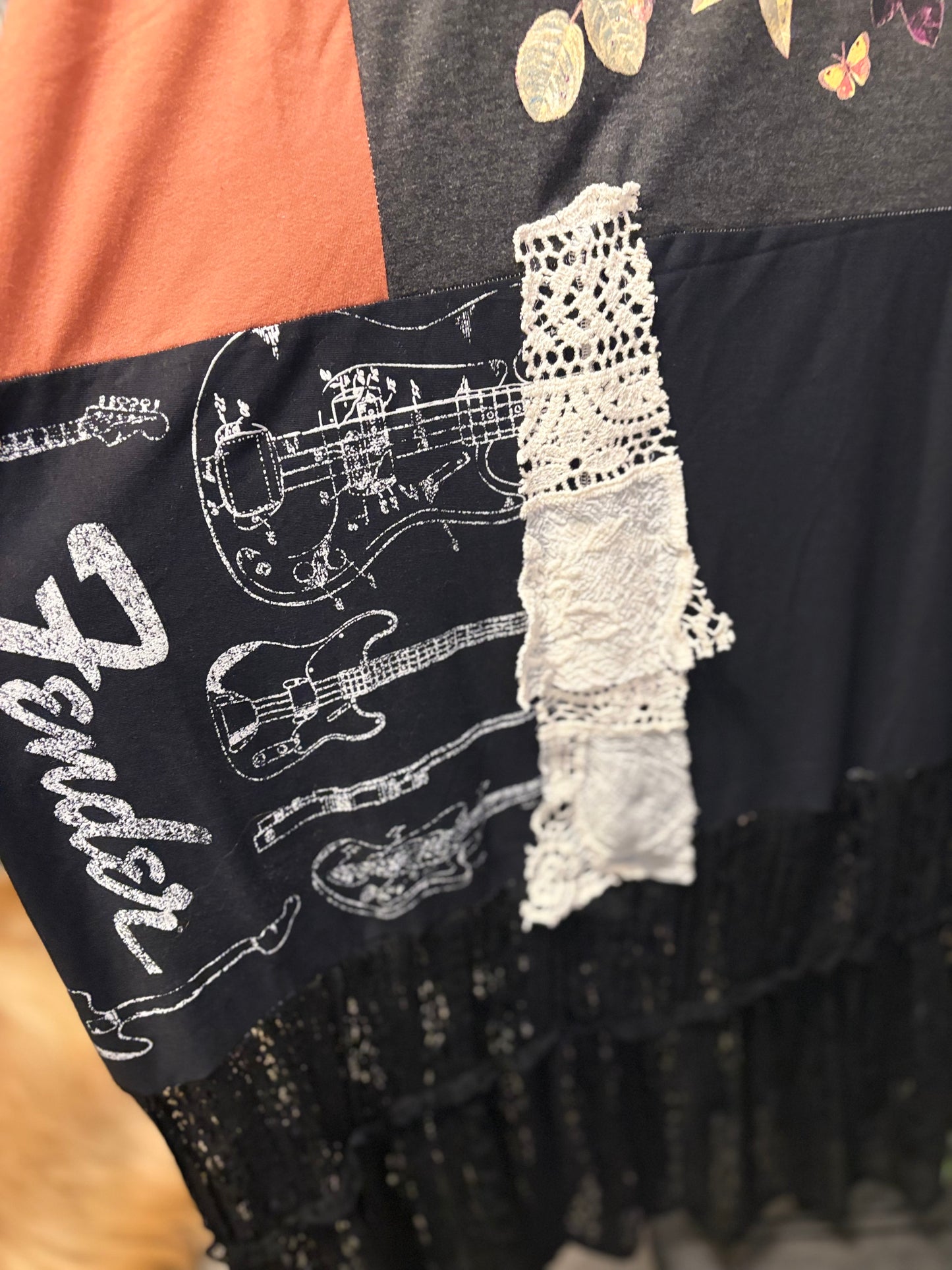 Pretty Disco Maxi Dress Upcycled Tee Dress One Size Fits a Large to 3X