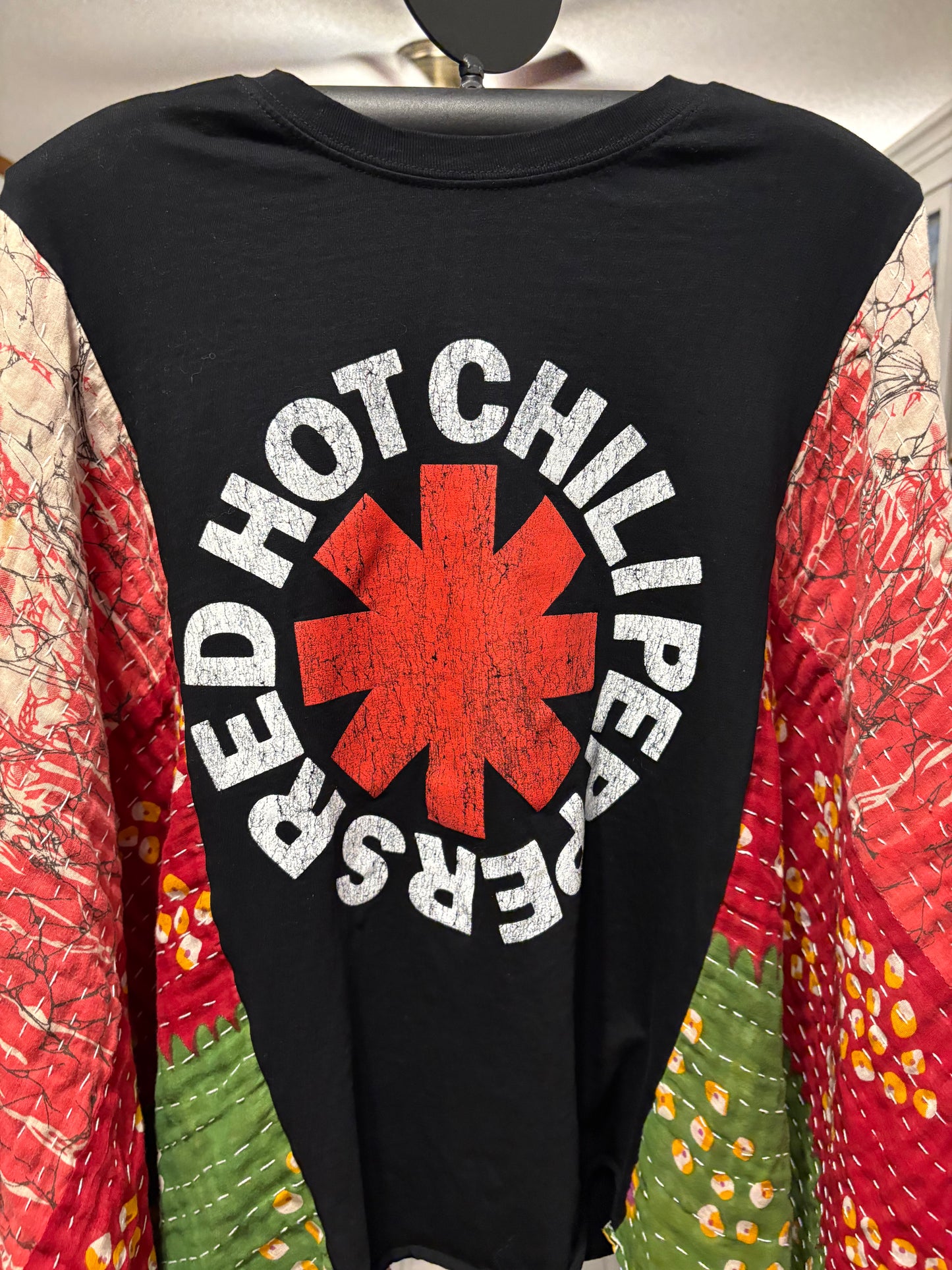 Red Hot Chili Peppers Upcycled Vintage Kantha Poncho Tee Fits A Size Small to 3X
