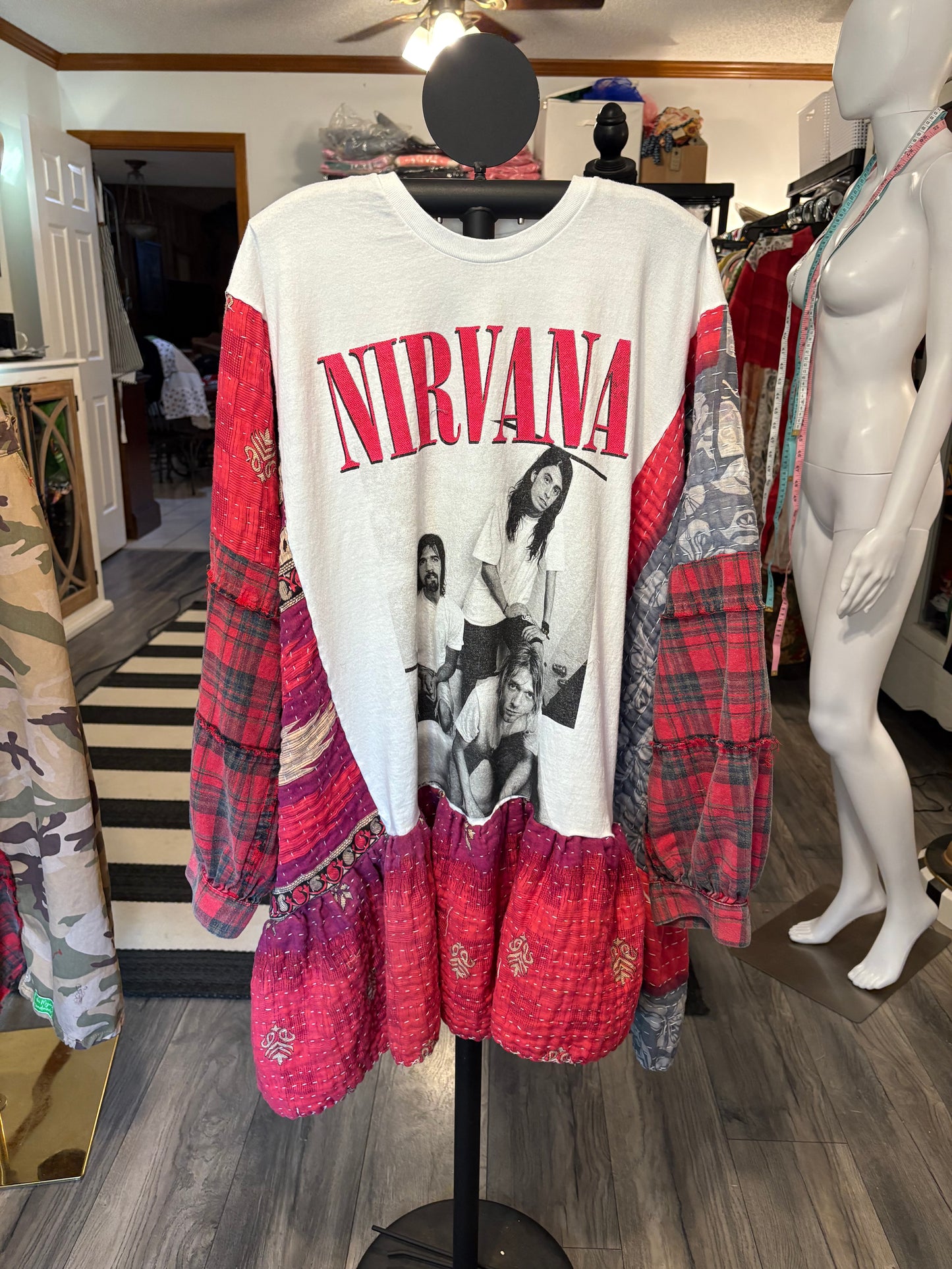 Nirvana Upcycled Vintage Kantha Dress/Long Shirt One Size Fits Most