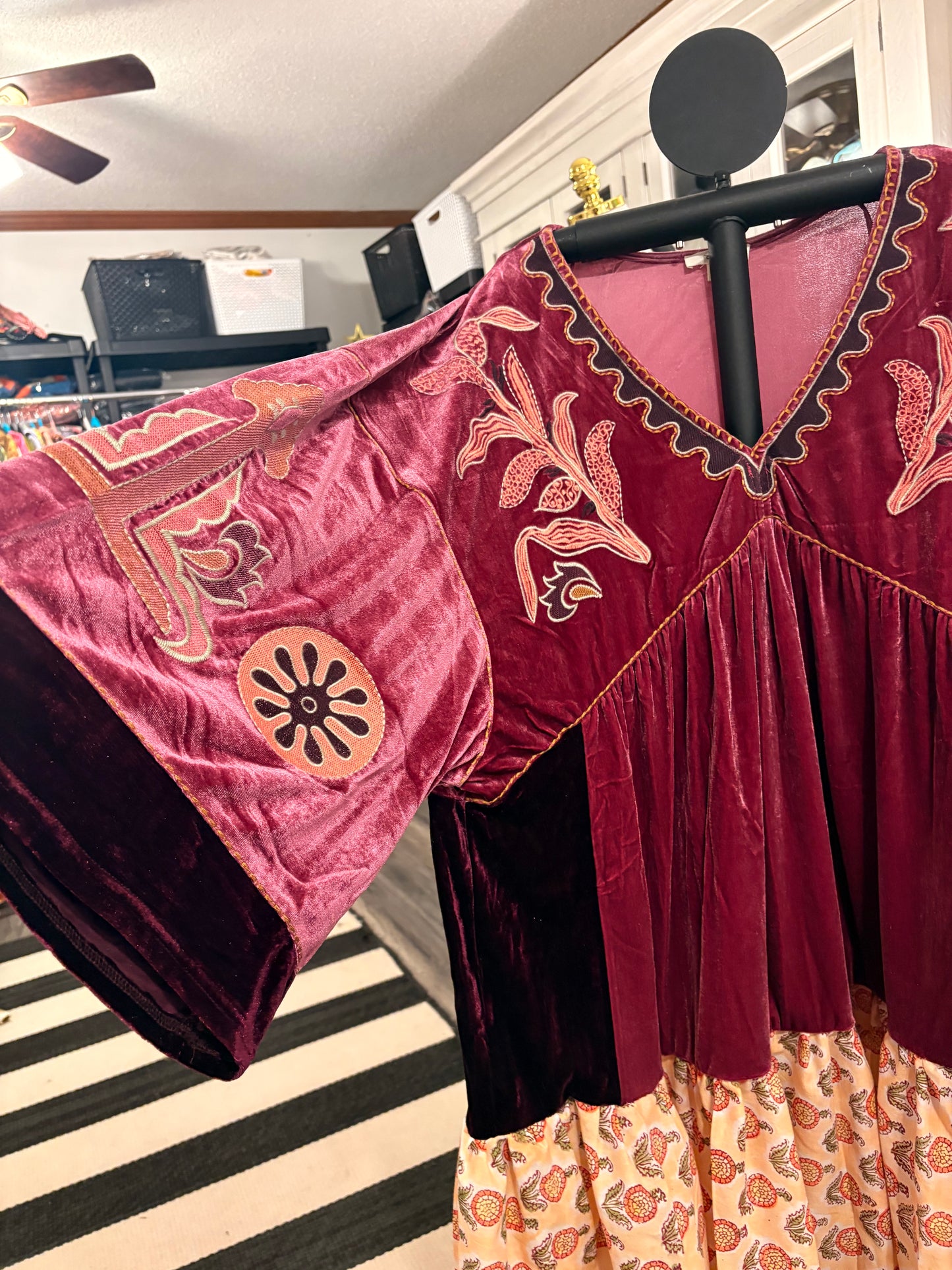 Artemis Upcycled Velvet and Hand Blocked Cotton One Size Fits Medium to XXL OVERSIZED!