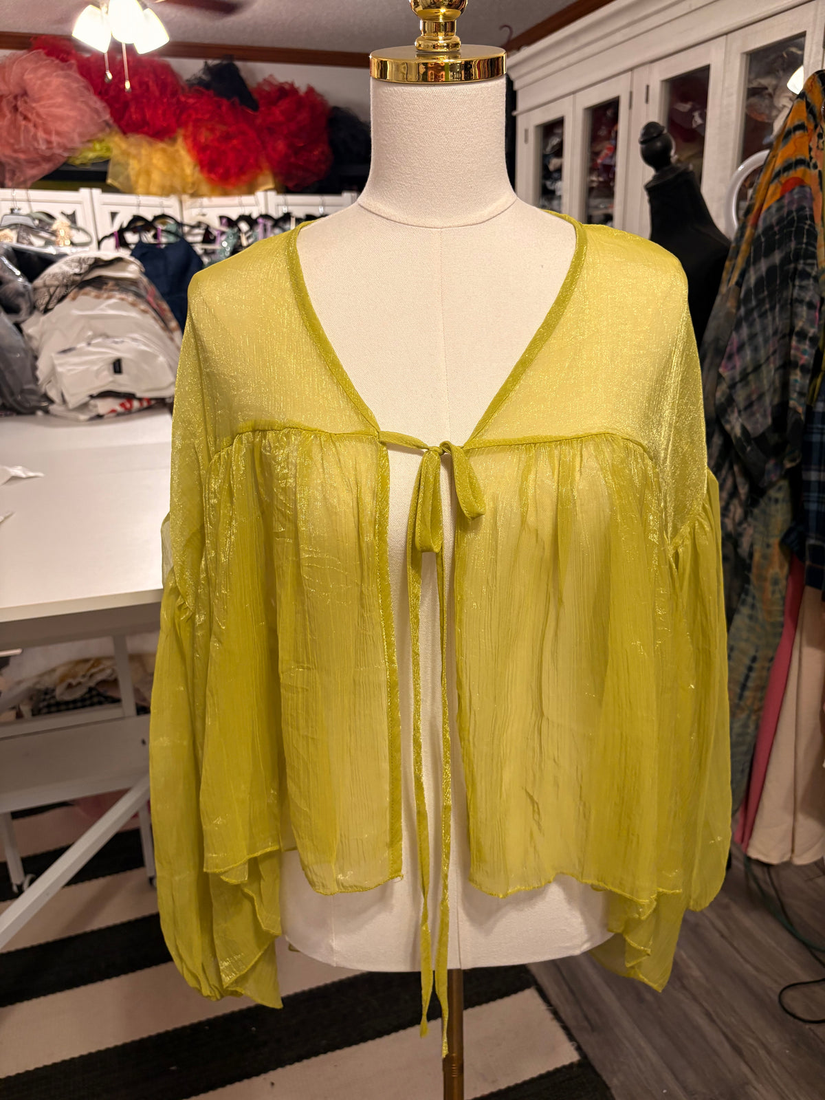 Abby Silk Ruffle Tie Top One Size Fits Small to XL 2-14