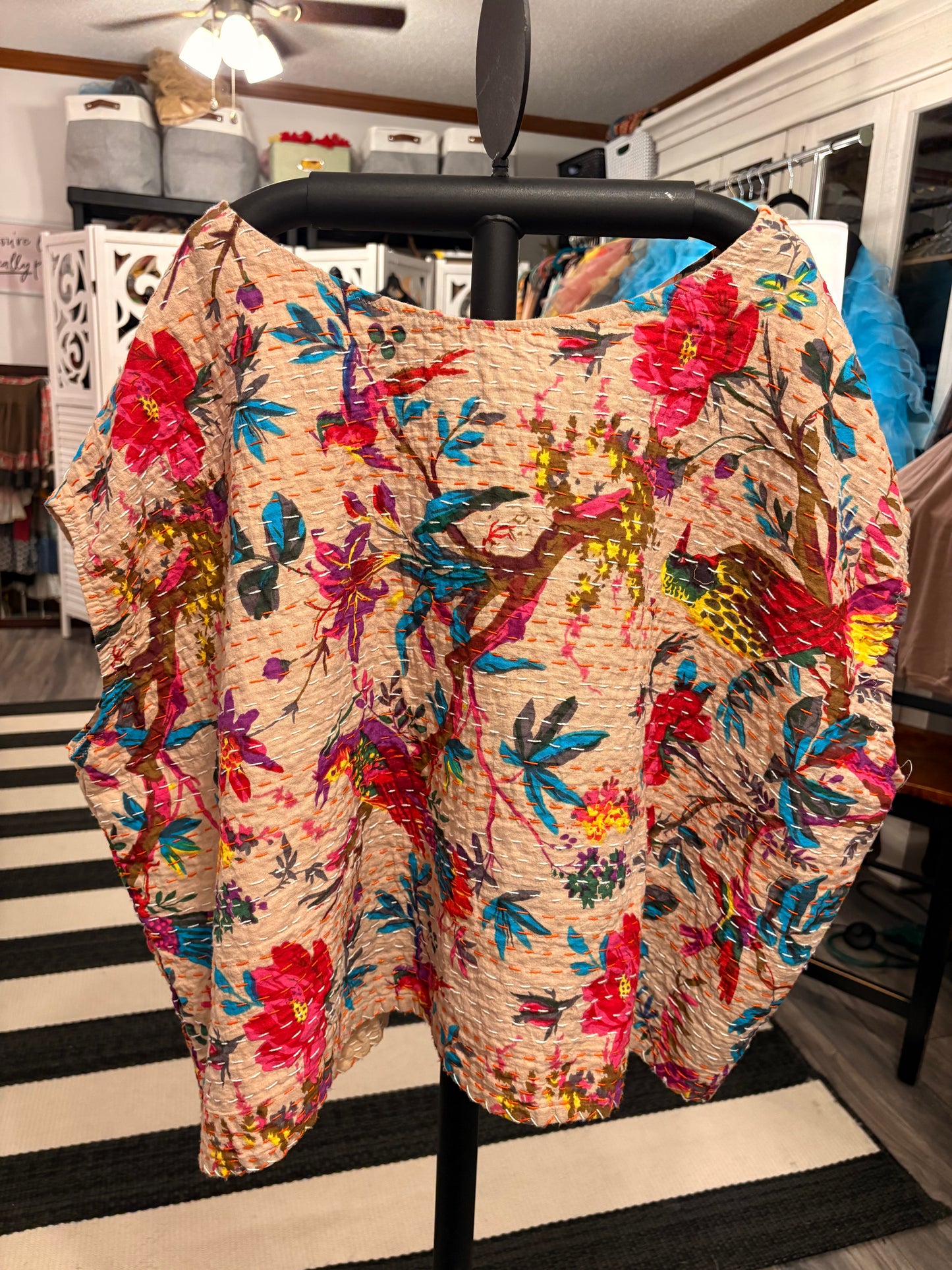 Ashley Fuchsia Kantha Top One Size Fits Small to XXL