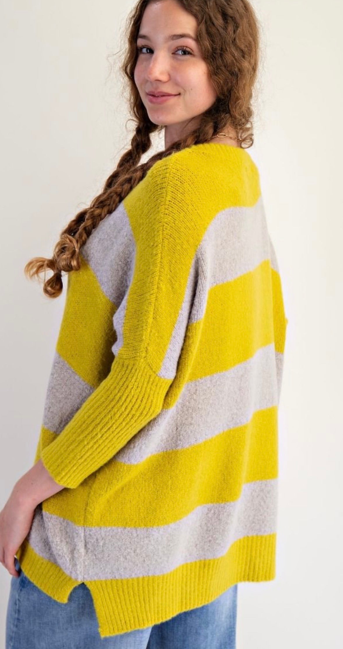 Striped Knit Sweater Pullover