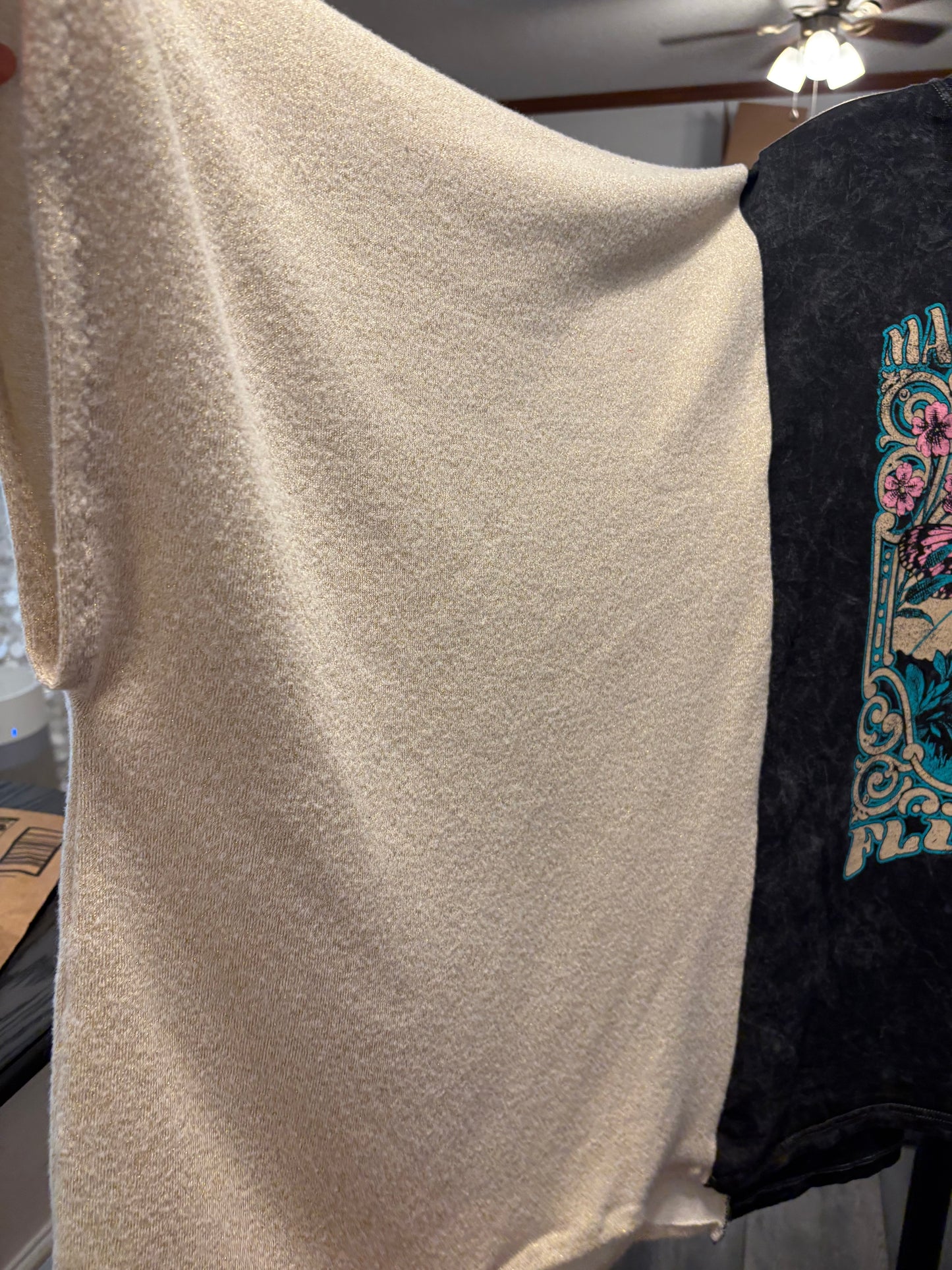 Heart Flutter Upcycled Drop-Sleeve Tee One Size Fits a Large to 4X