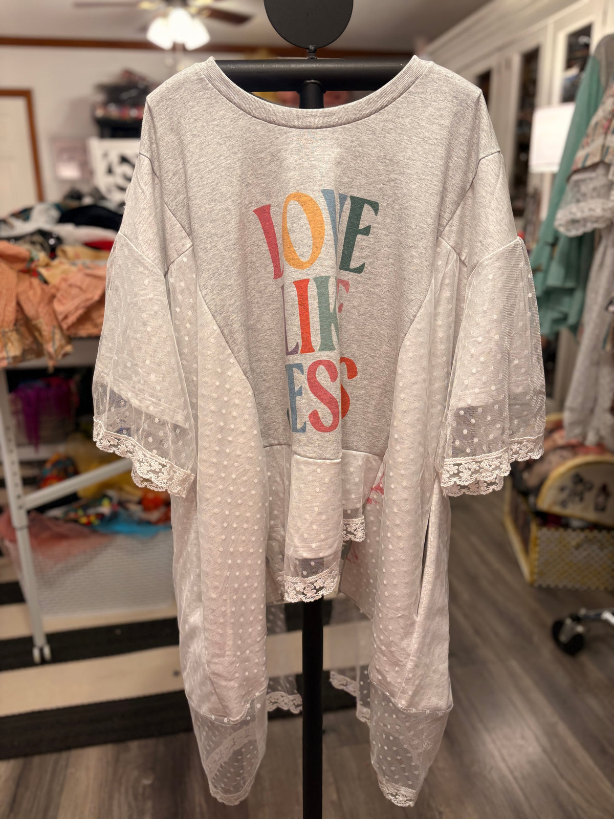 Love Like Jesus Lace Sweatshirt Tee One Size Fits a Small to 3X