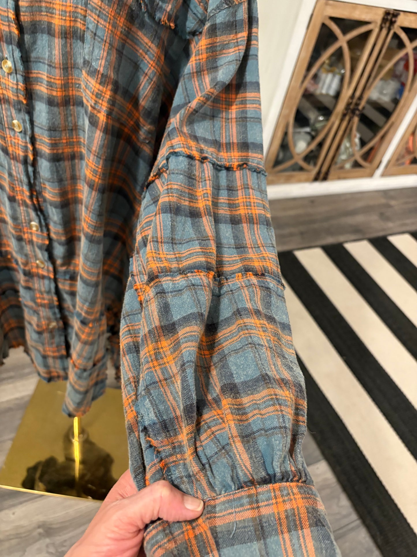 Best Flannel Ever Tangerine Teal Plus Size