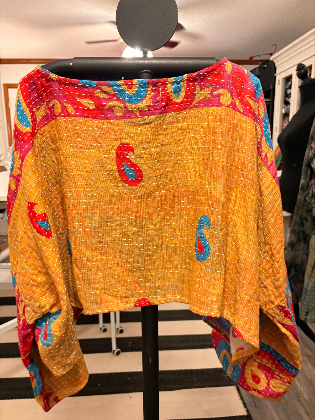 Sandy Upcycled Vintage Kantha Quilt Layering Top One Size Fits a Small to 3X CROPPED