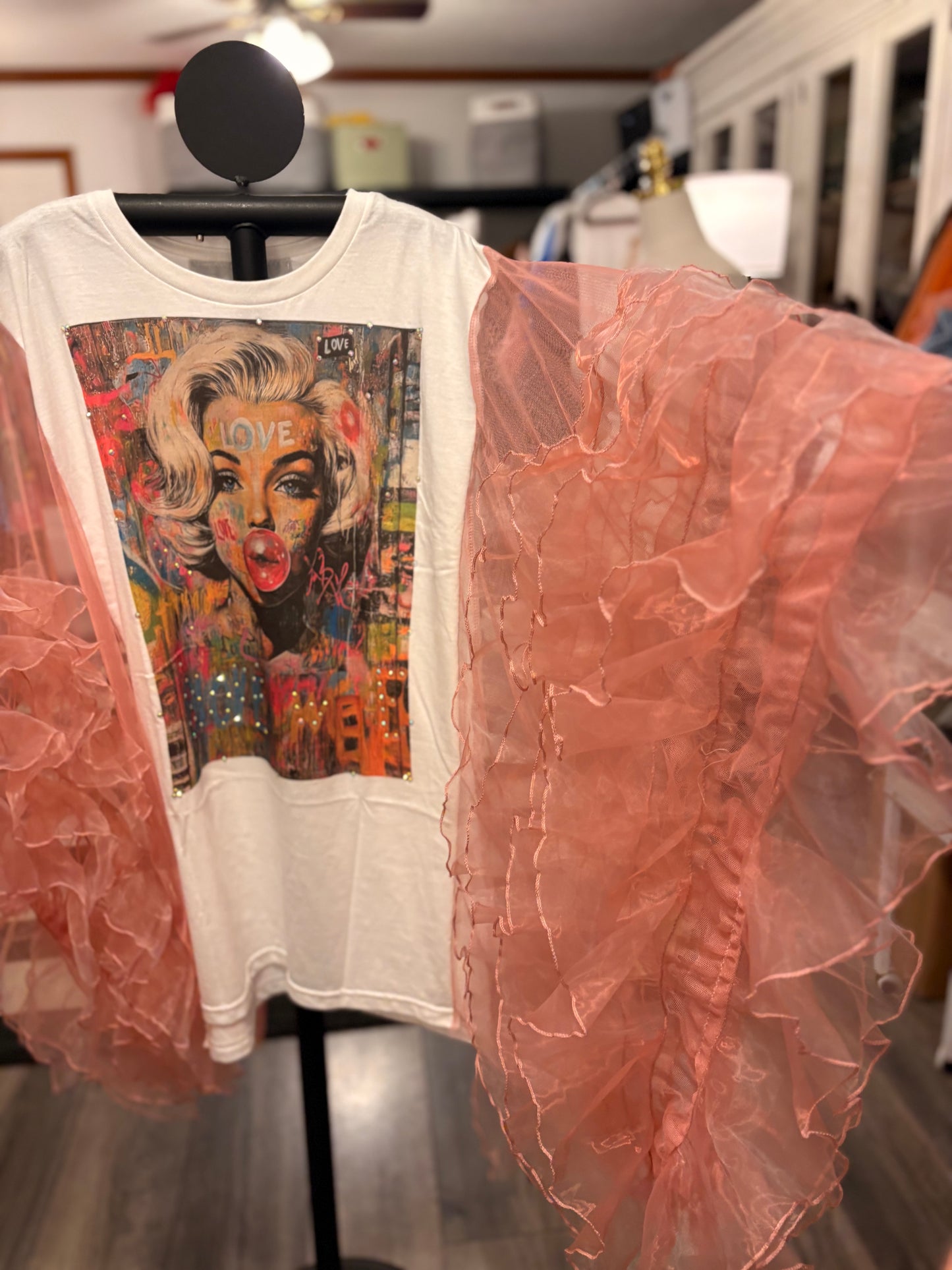 Marilyn Pop Rockstar Ruffle Top One Size Fits a Small to 3X
