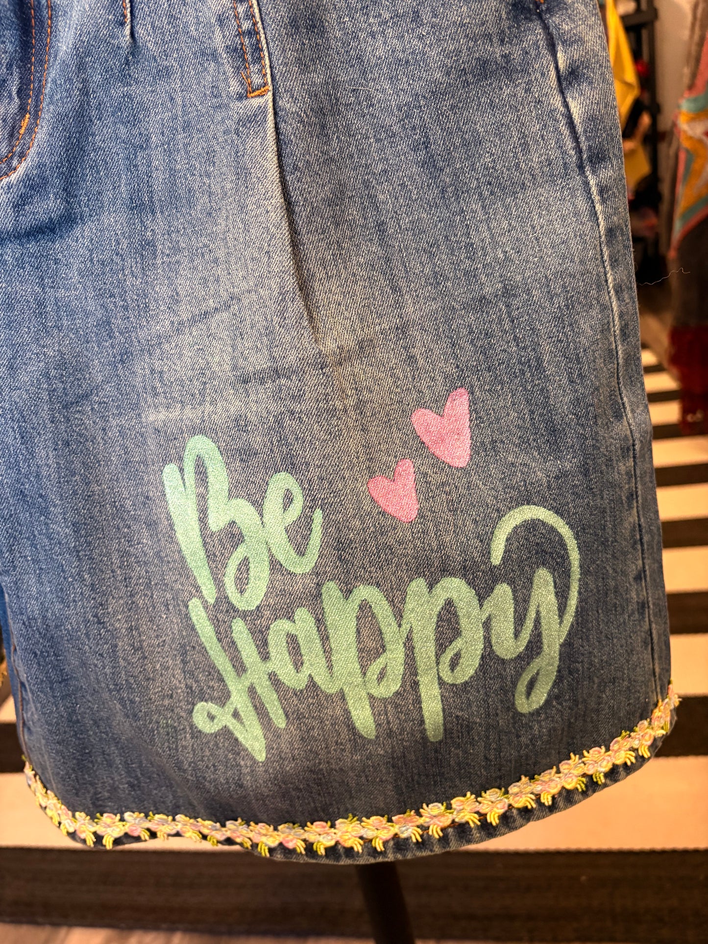 Be Happy Refashioned Junk Jean Short Size Small 2/4