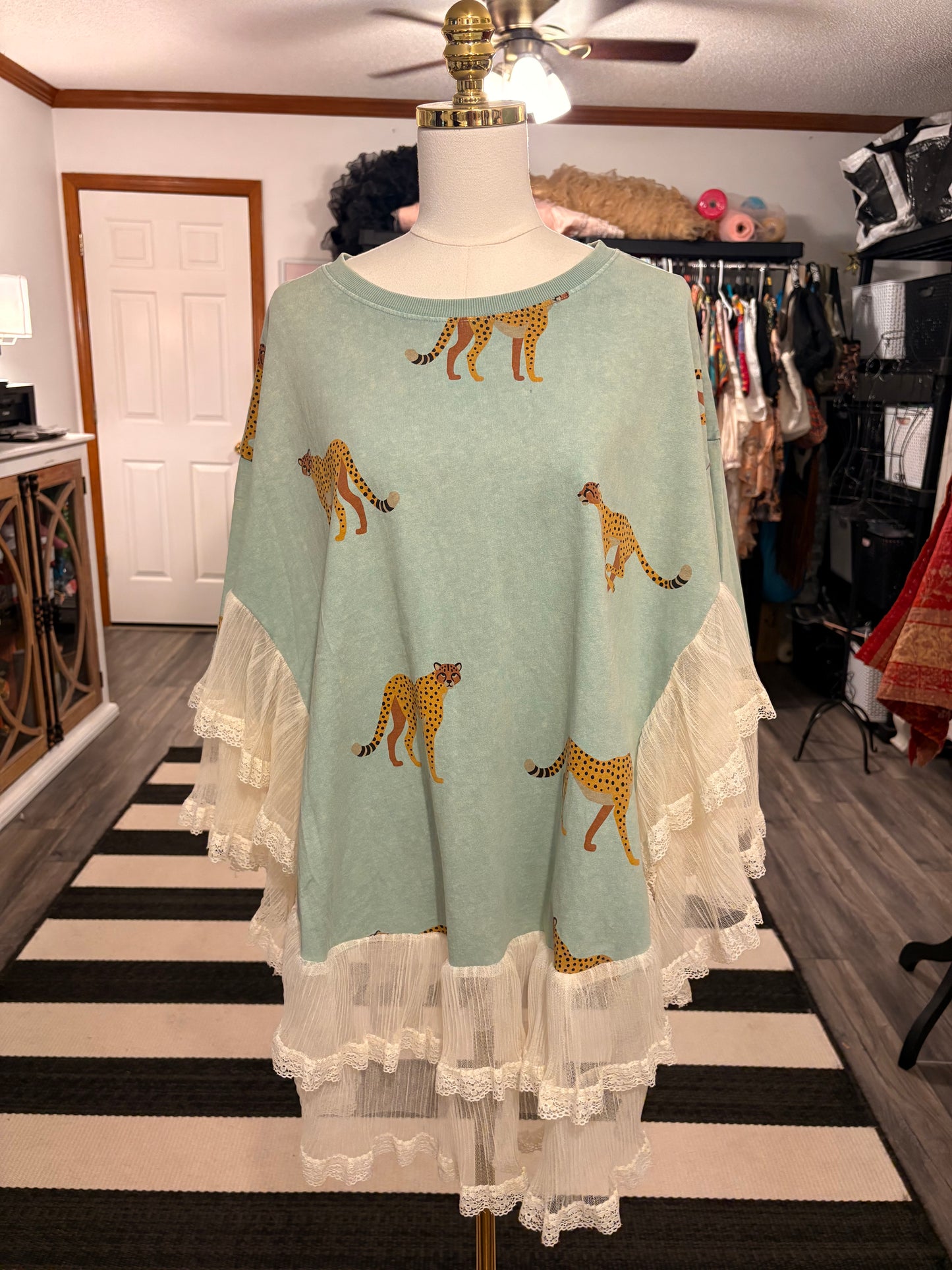 The Cheetah Angel Poncho One Size Fits a Large to 3X